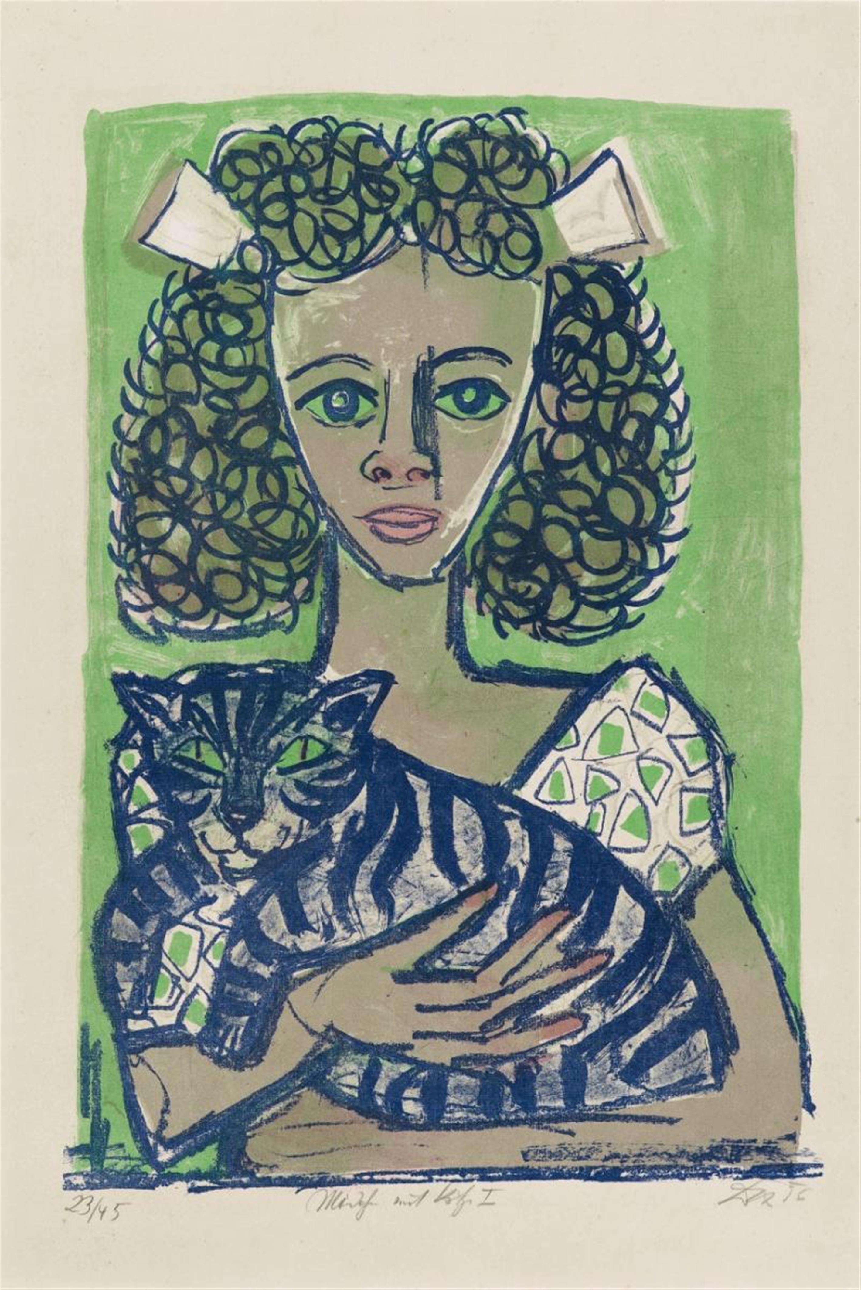 Otto Dix - Mädchen mit Katze I (Kopf geradeaus) - image-1