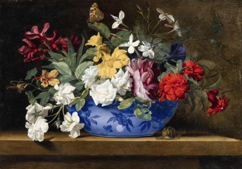Jean-Michel Picart - Blumenstillleben mit Schnecke und Schmetterling