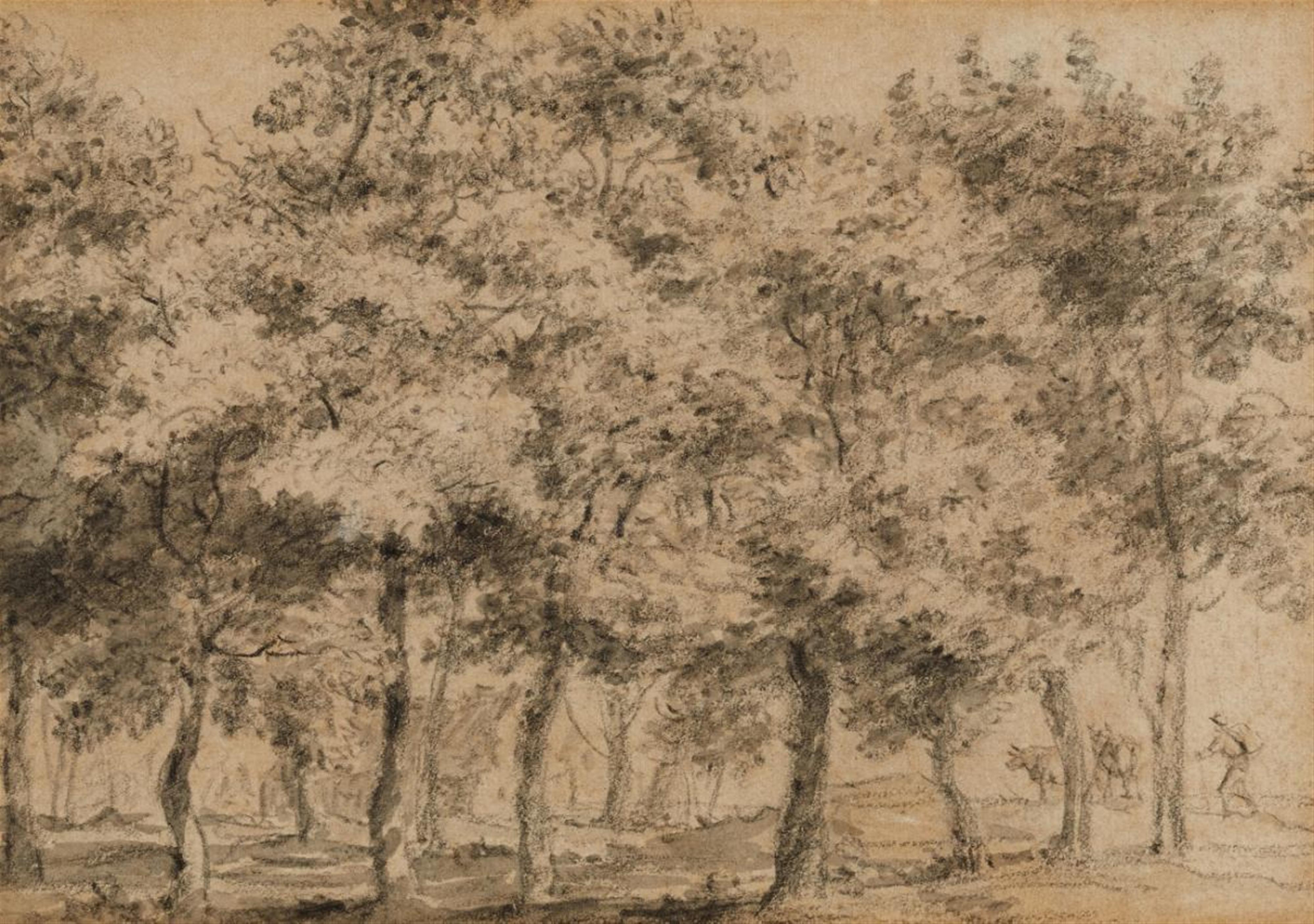 Northern Netherlands of the 17th century - Landscape with Trees and a Shepherd - image-1