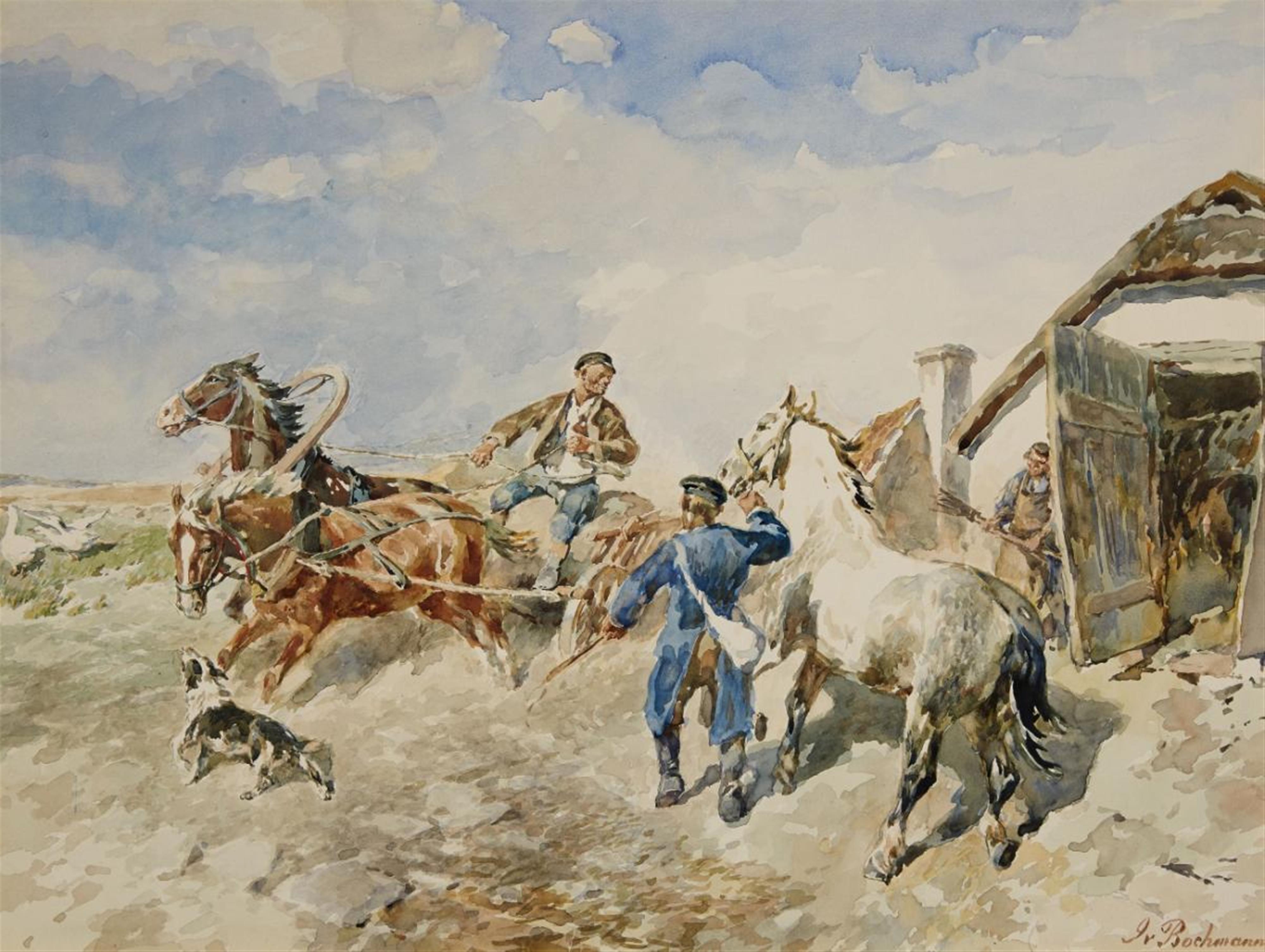 Gregor von Bochmann - Baltischer Bauernhof und Pferdegespann - image-1