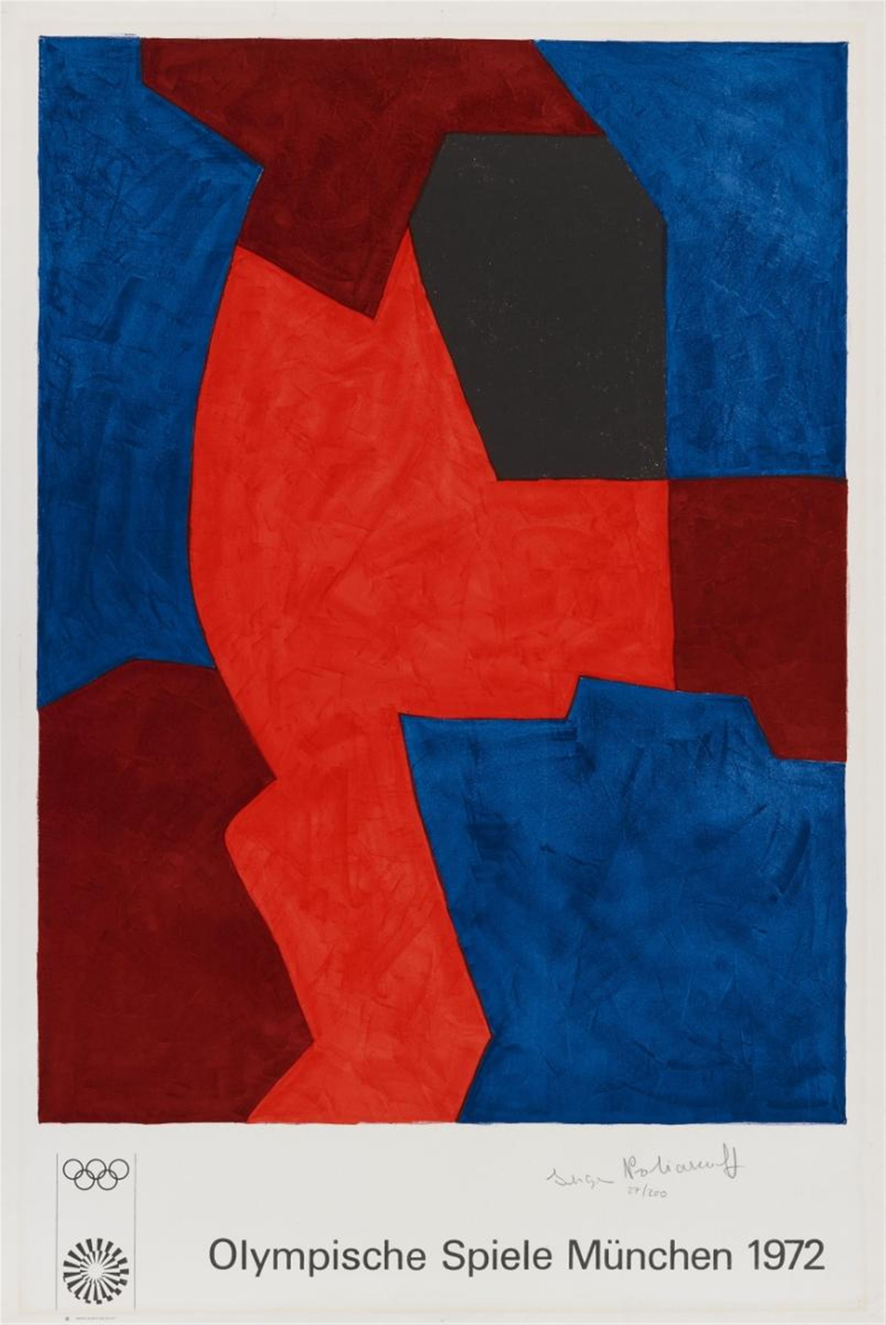 Serge Poliakoff - Composition bleue, rouge et noire (Plakat für die Olympischen Spiele München 1972) - image-1