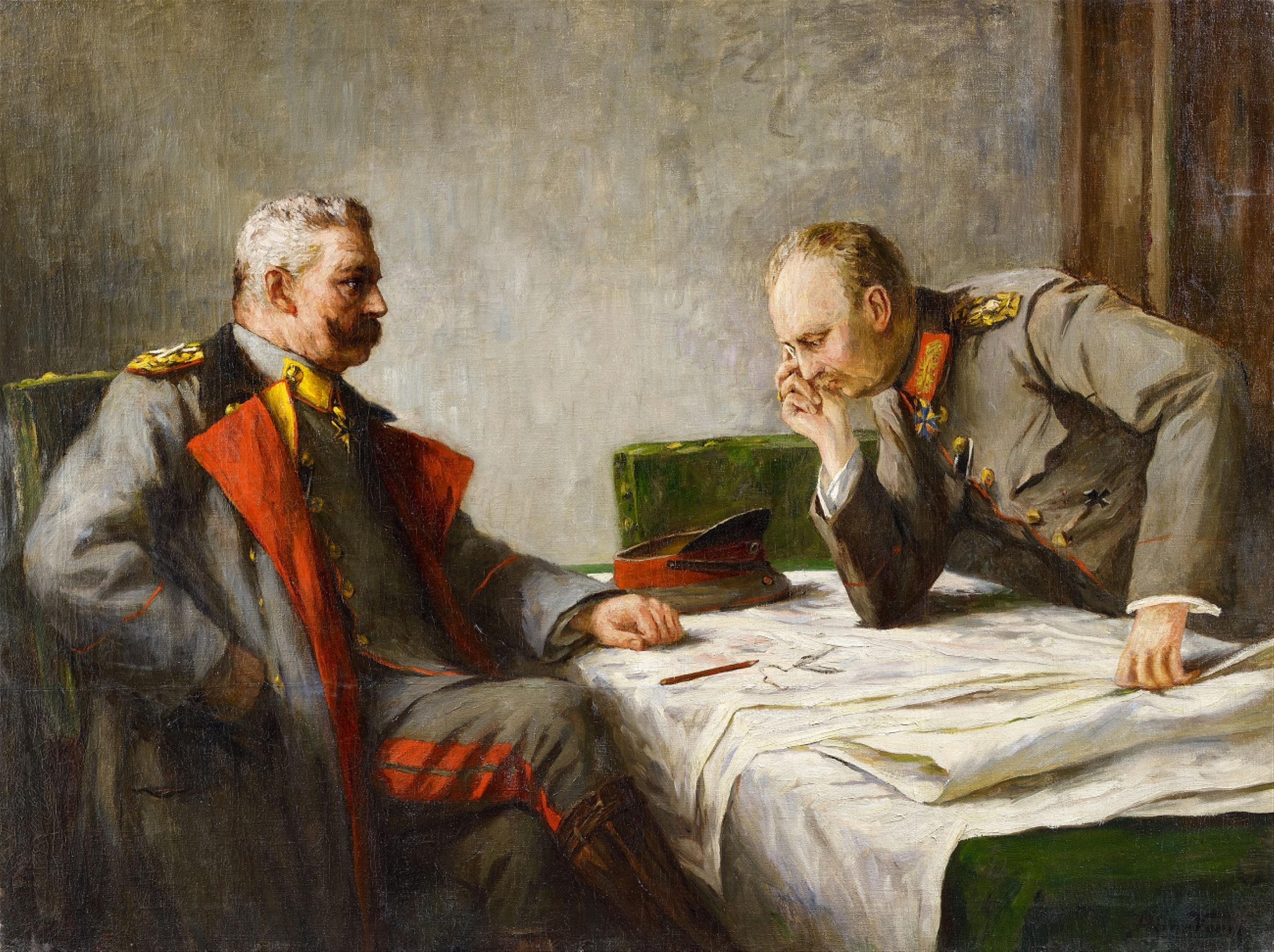 Paul von Hindenburg und Erich Ludendorff am Kartentisch - 