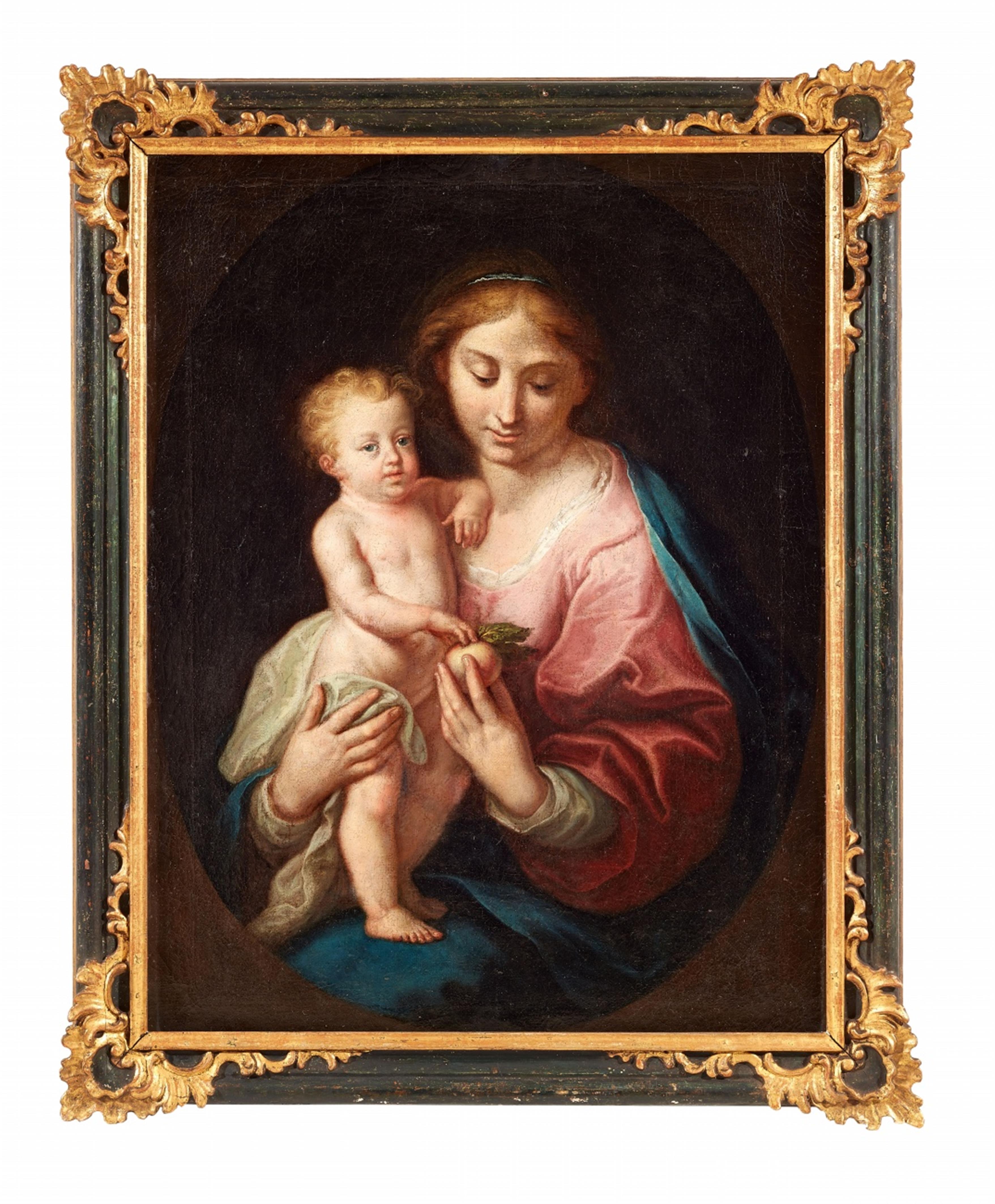 South German or Austrian School, 18th century - The Virgin and Child in a painted Oval
