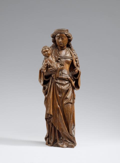 Probably Maasland early 16th century - An early 16th century carved oak figure of the Virgin and Child, probably Meuse Region. Madonna mit Kind