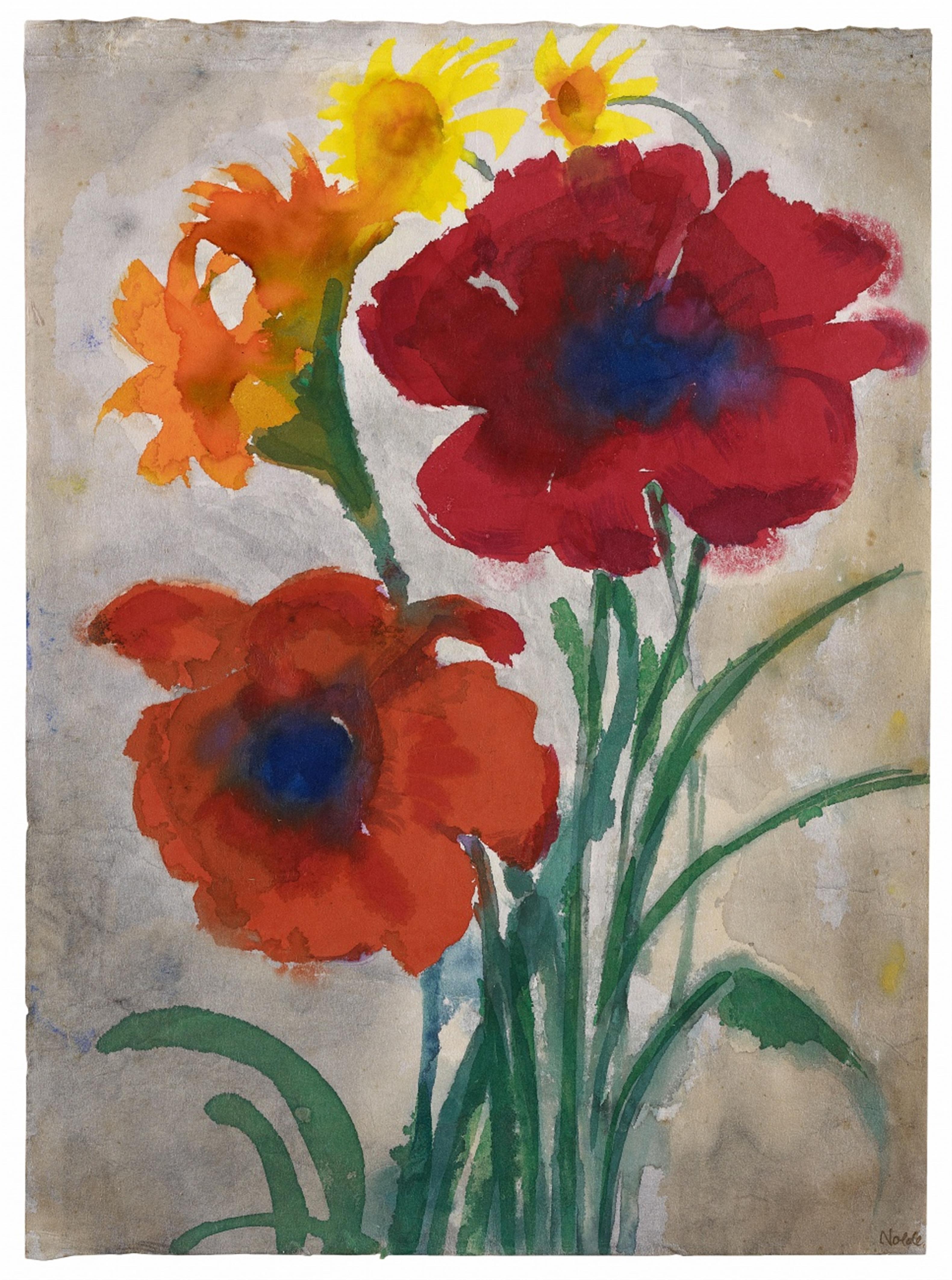 Emil Nolde - Roter Mohn (Mohnblumen, Iris und Sonnenhut) - image-1