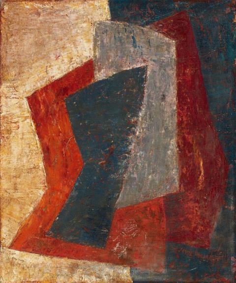 Serge Poliakoff - Composition Rouge orange gris bleu