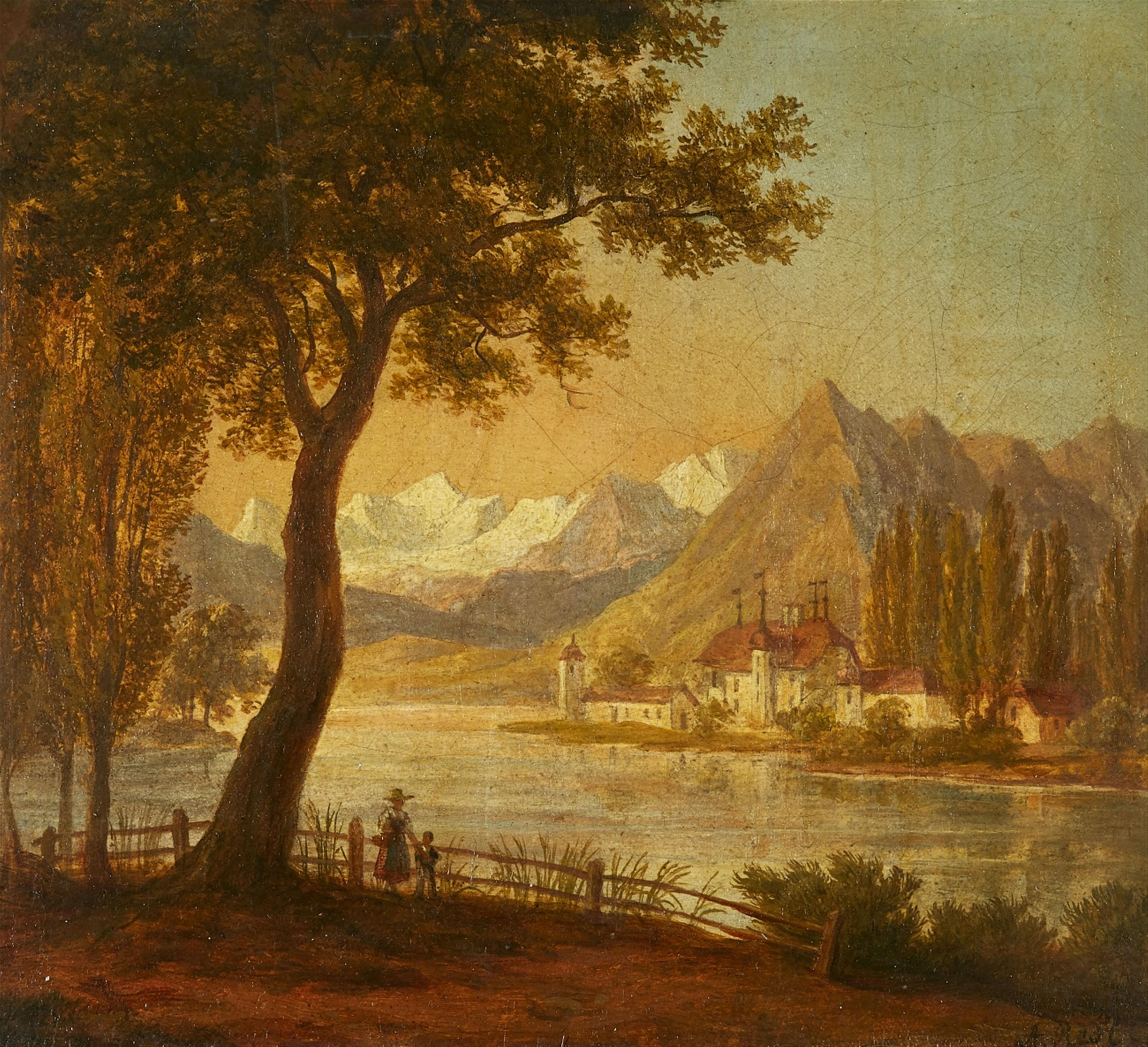 Anton Radl - A View of Lake Thun