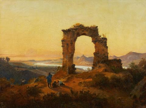 Andreas Achenbach - Evening View of the Rhine Valley seen from the Rolandsbogen