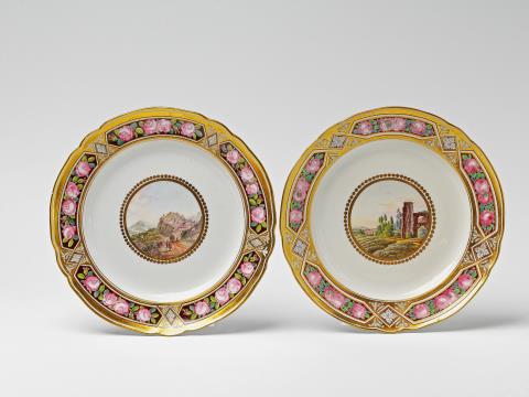 Two St. Petersburg porcelain plates from the wedding service of Grand. 