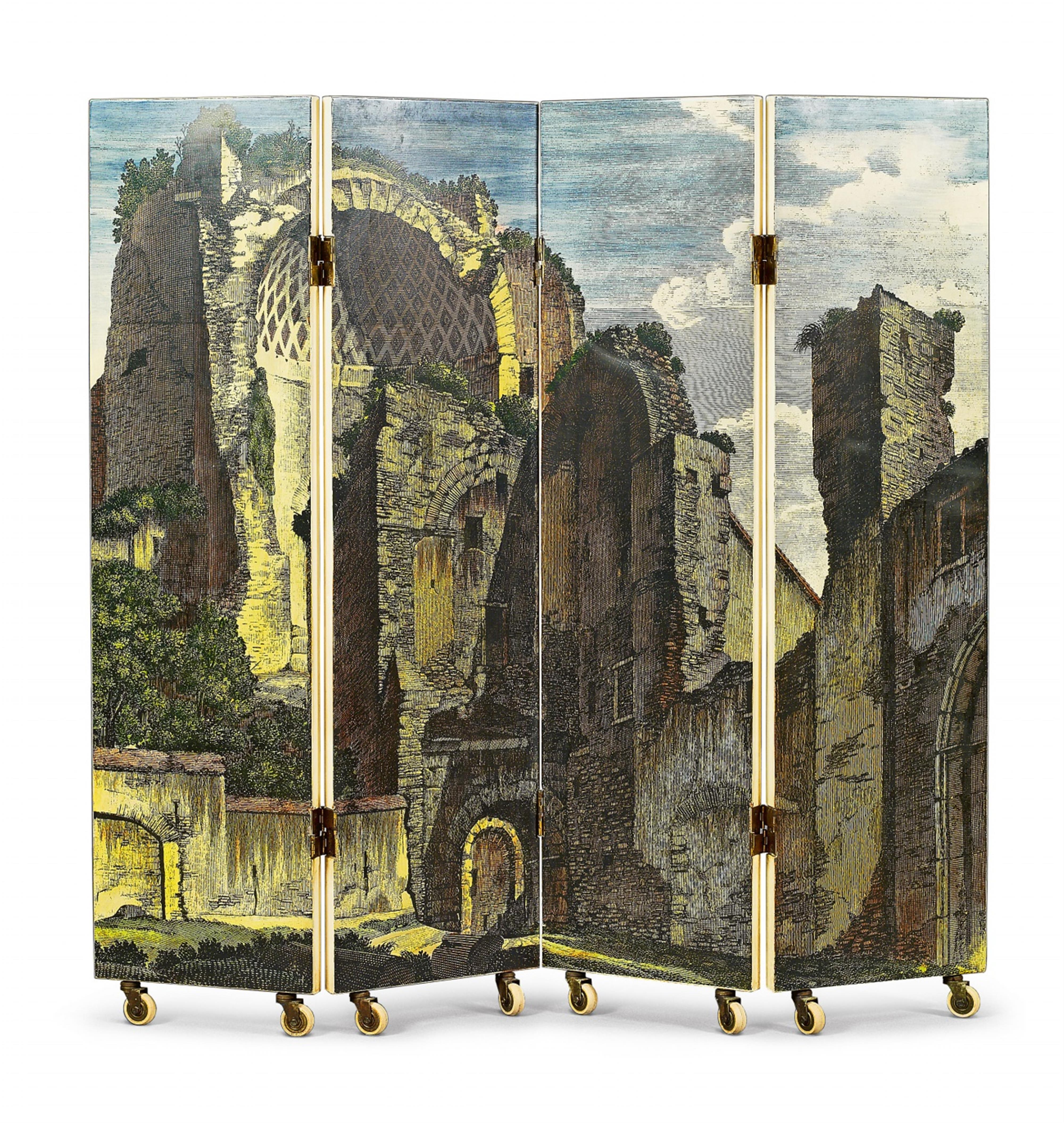 A printed lacquer folding screen by Piero Fornasetti - 