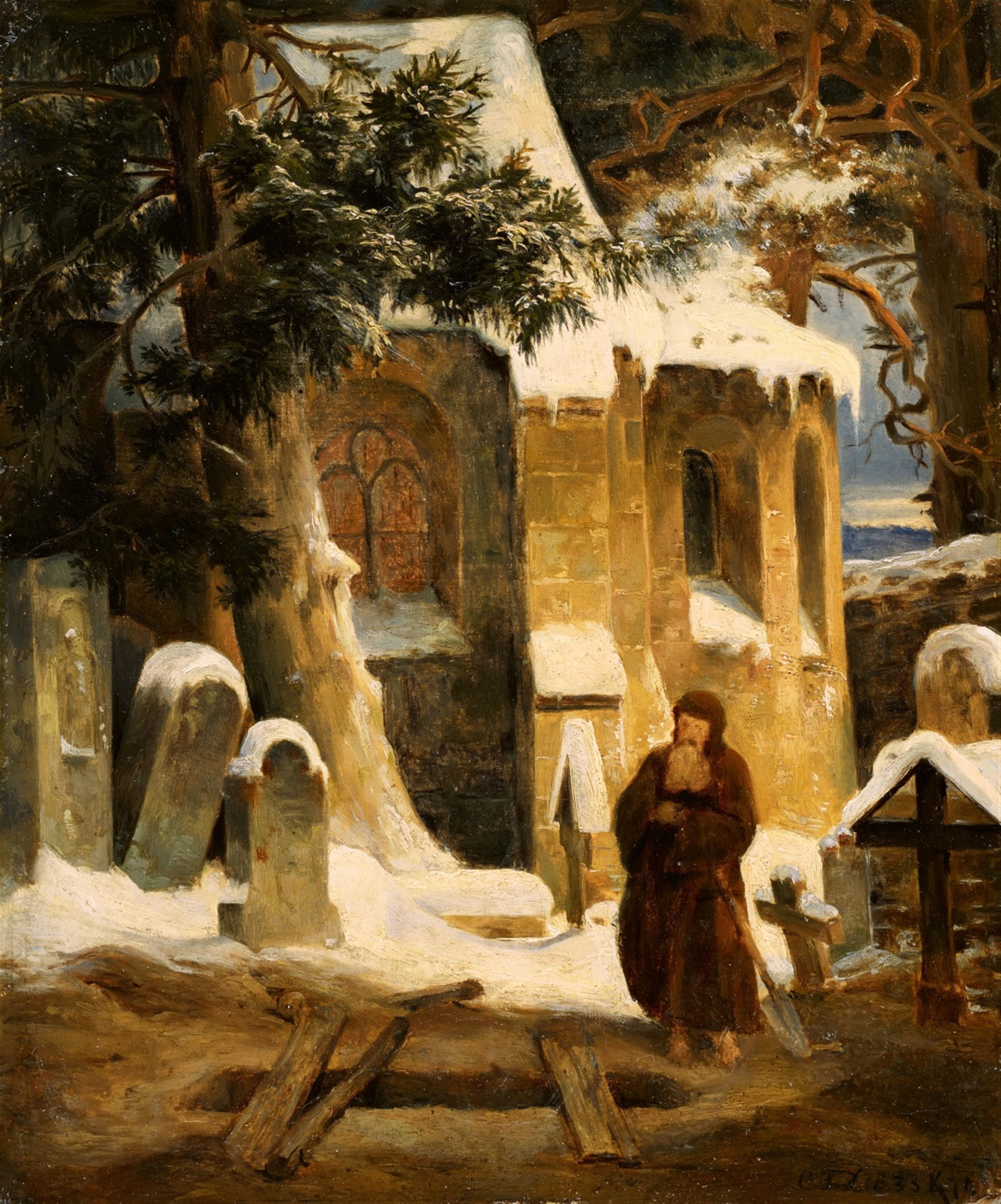 Carl Friedrich Lessing - Studie zu dem Gemälde Klosterfriedhof im Schnee - image-1