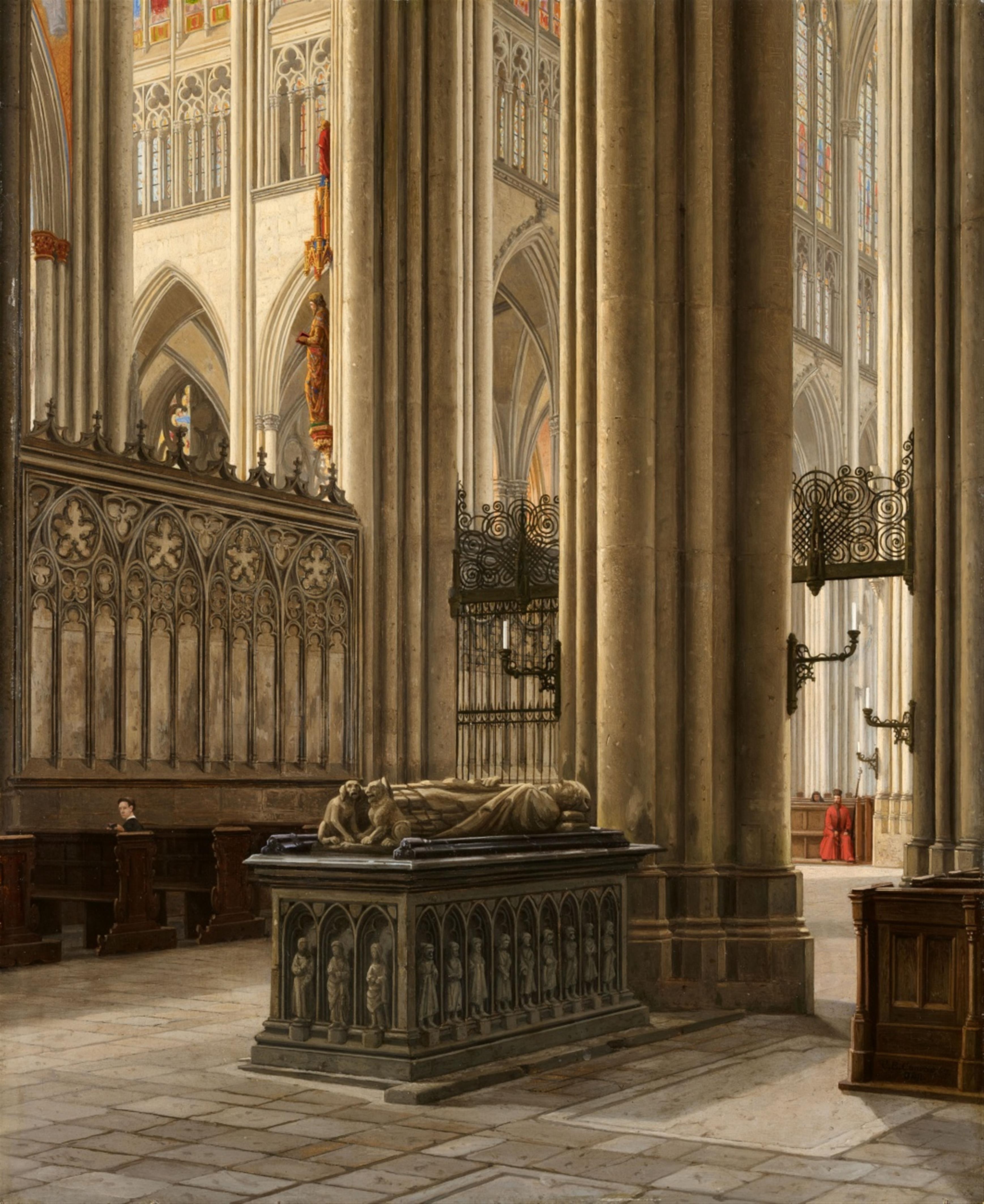 Carl Emanuel Conrad - Ansicht der Kreuzkapelle des Kölner Doms mit dem Grabmal des Engelbert von der Mark