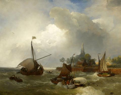 Andreas Achenbach - The Harbour at Emden on the Dollart