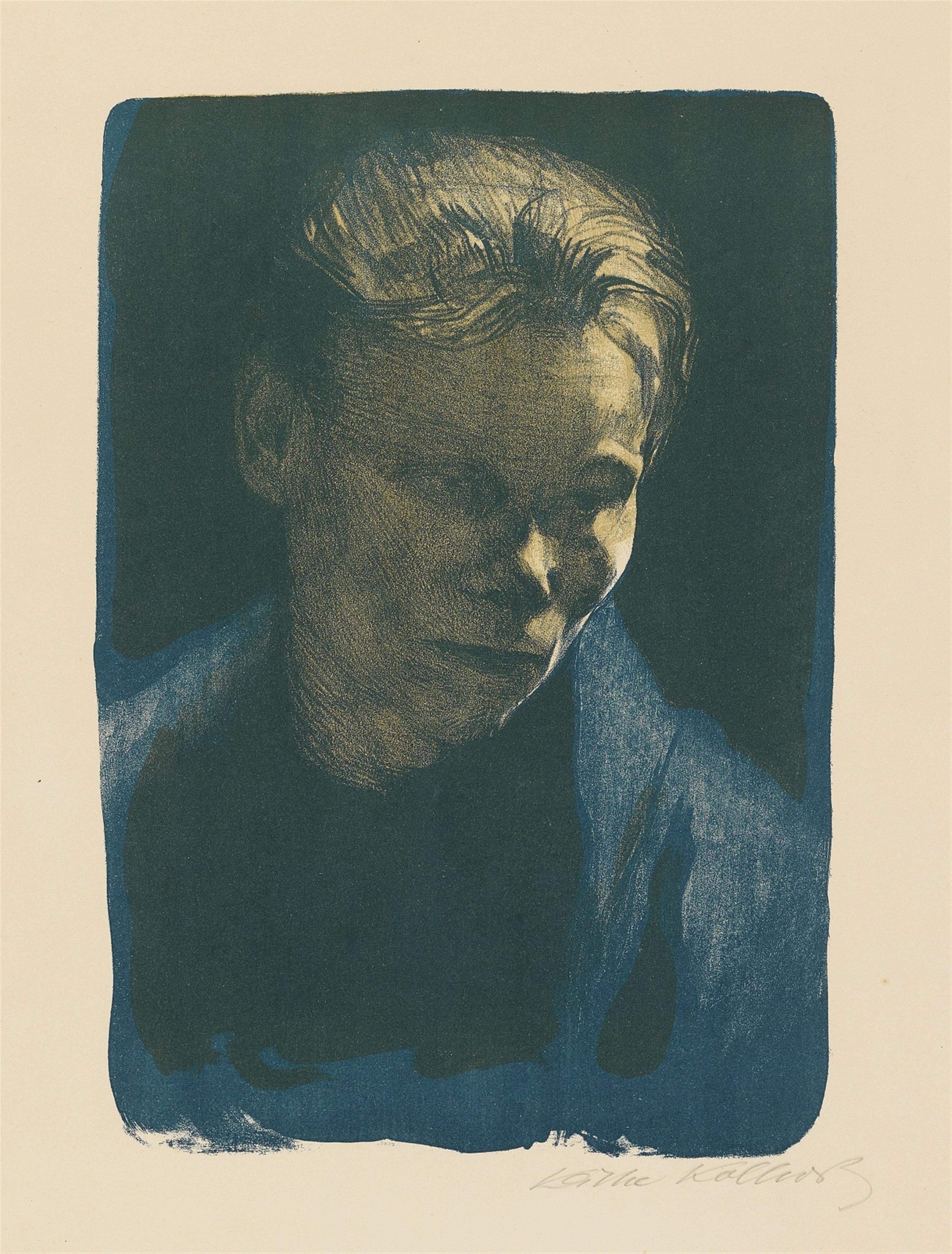 Käthe Kollwitz - Brustbild einer Arbeiterfrau mit blauem Tuch - image-1