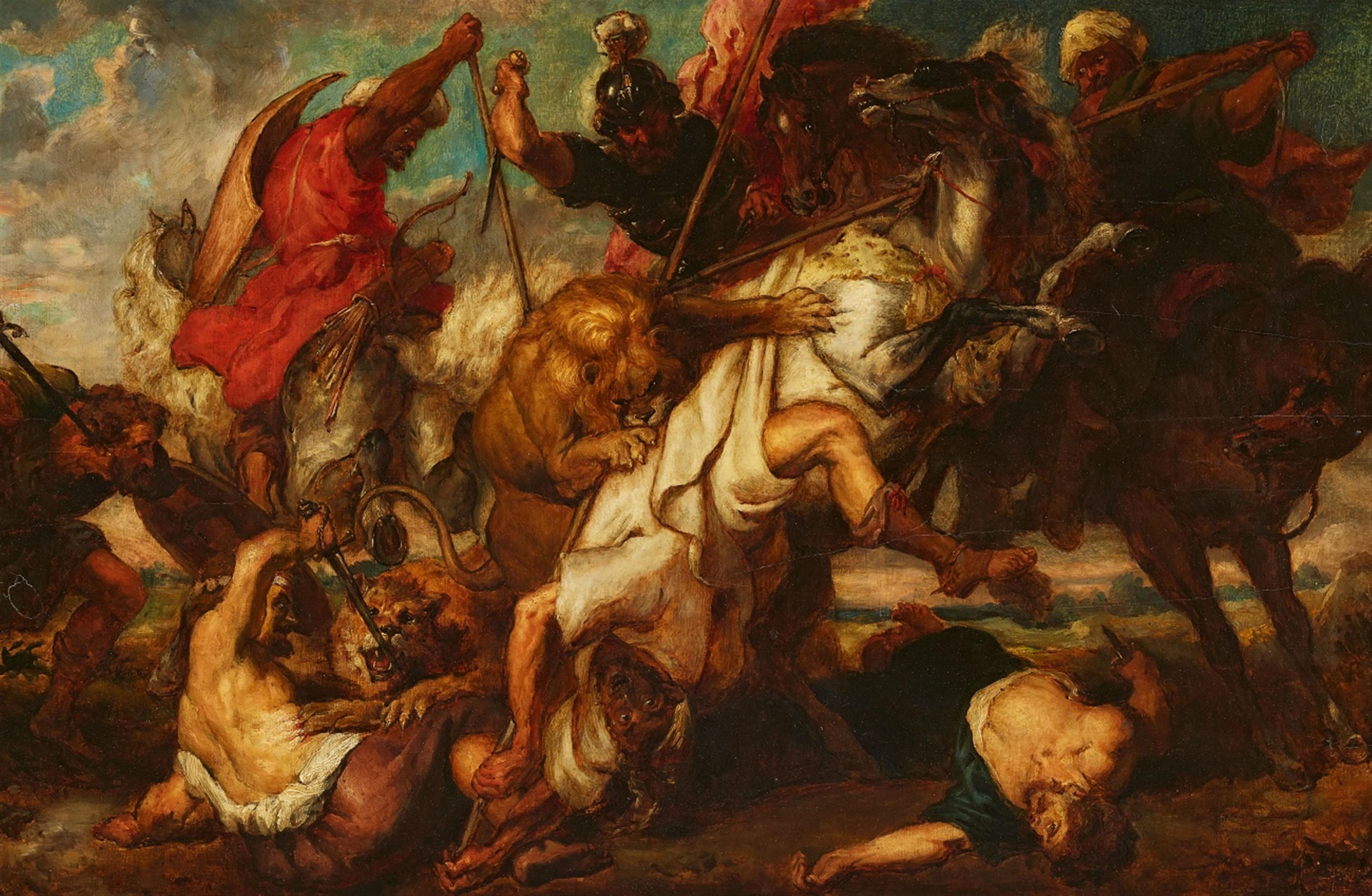 French School 19th century - Lion Hunt, after Rubens