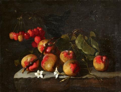 Paolo Porpora - Stillleben mit Pfirsichen, Kirschen und Jasminblüten