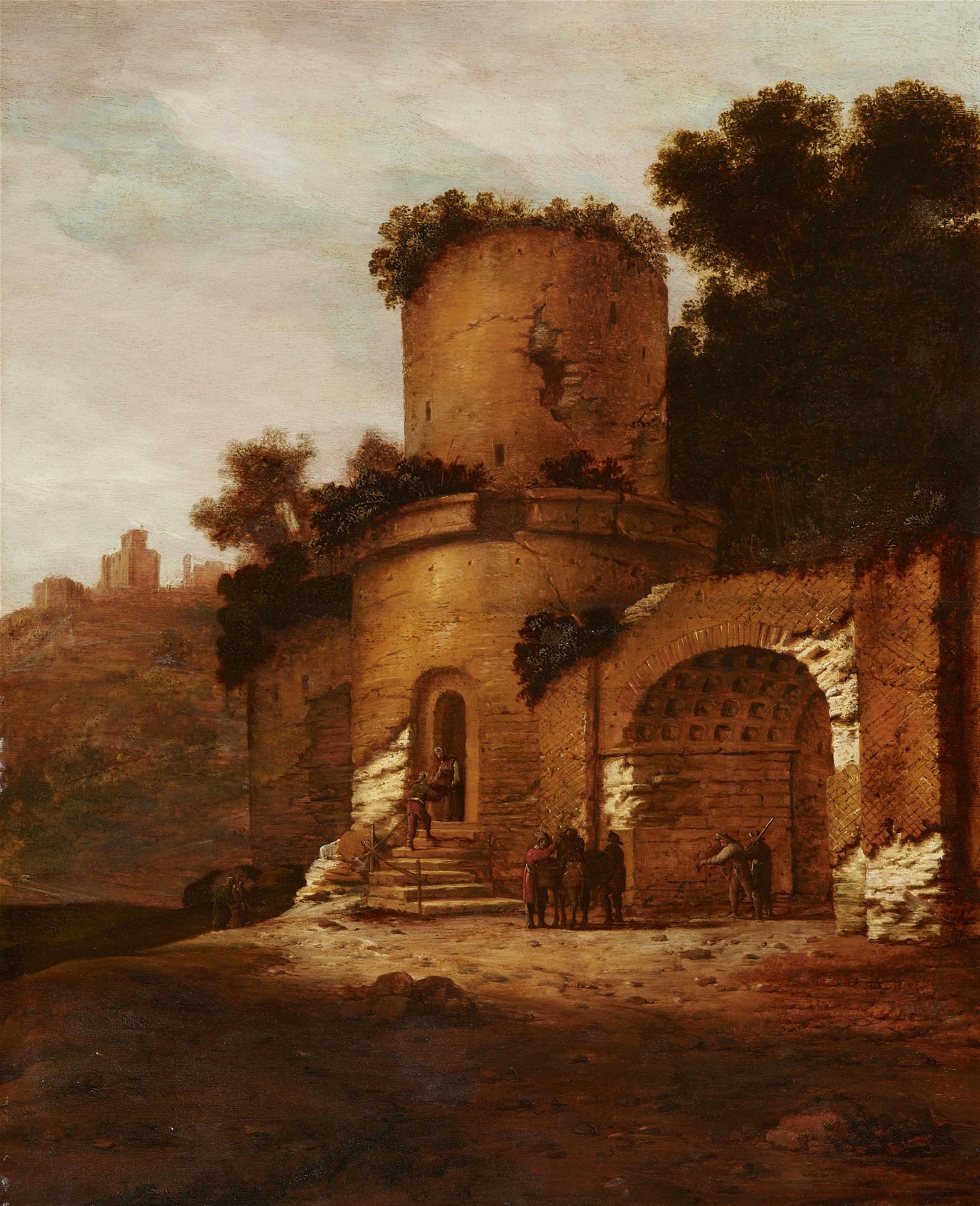 Jacobus Sibrandi Mancadan - Südliche Landschaft mit antiken Ruinen - image-1