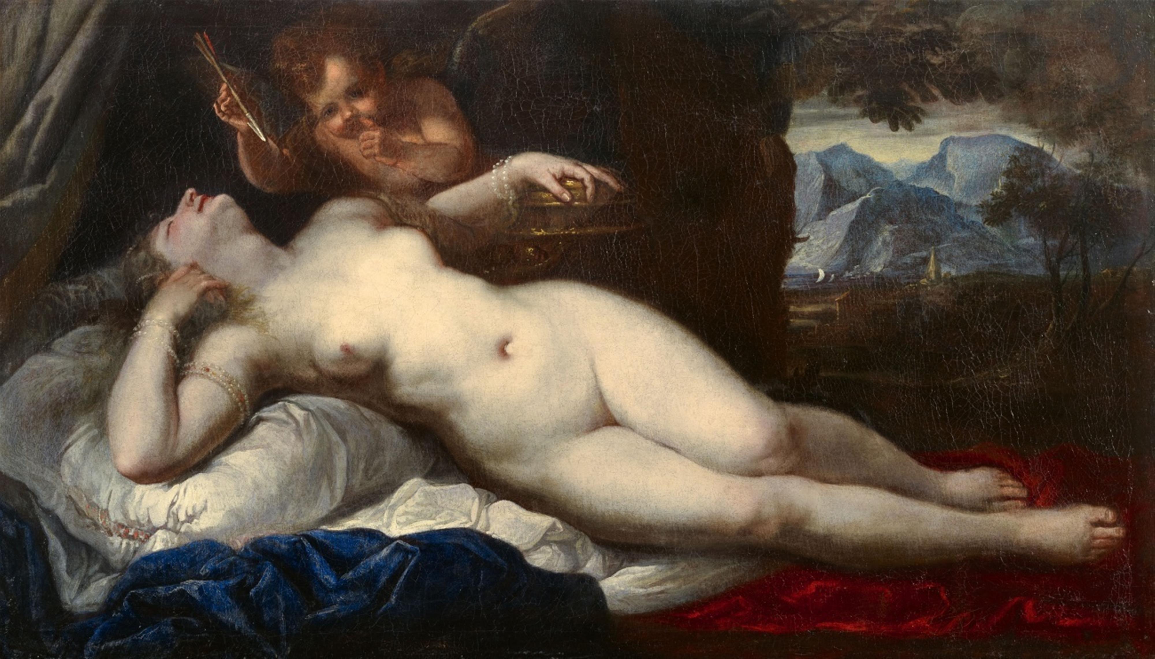 Italienischer Meister um 1660
Venezianischer Meister - Schlafende Venus und Amor - image-1