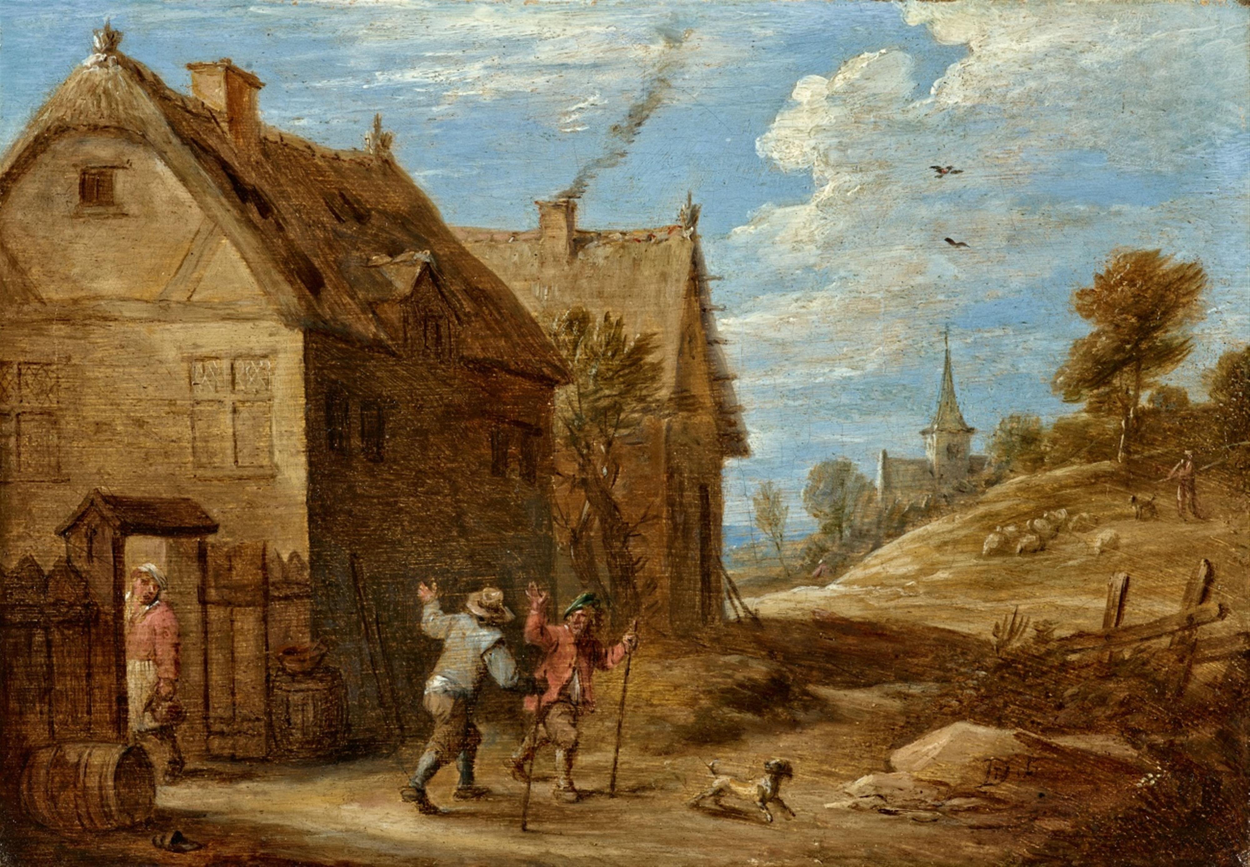 David Teniers the Younger - Winter Landscape with a Peasant Couple Spring Landscape with Two Peasants saying Farewell - image-2