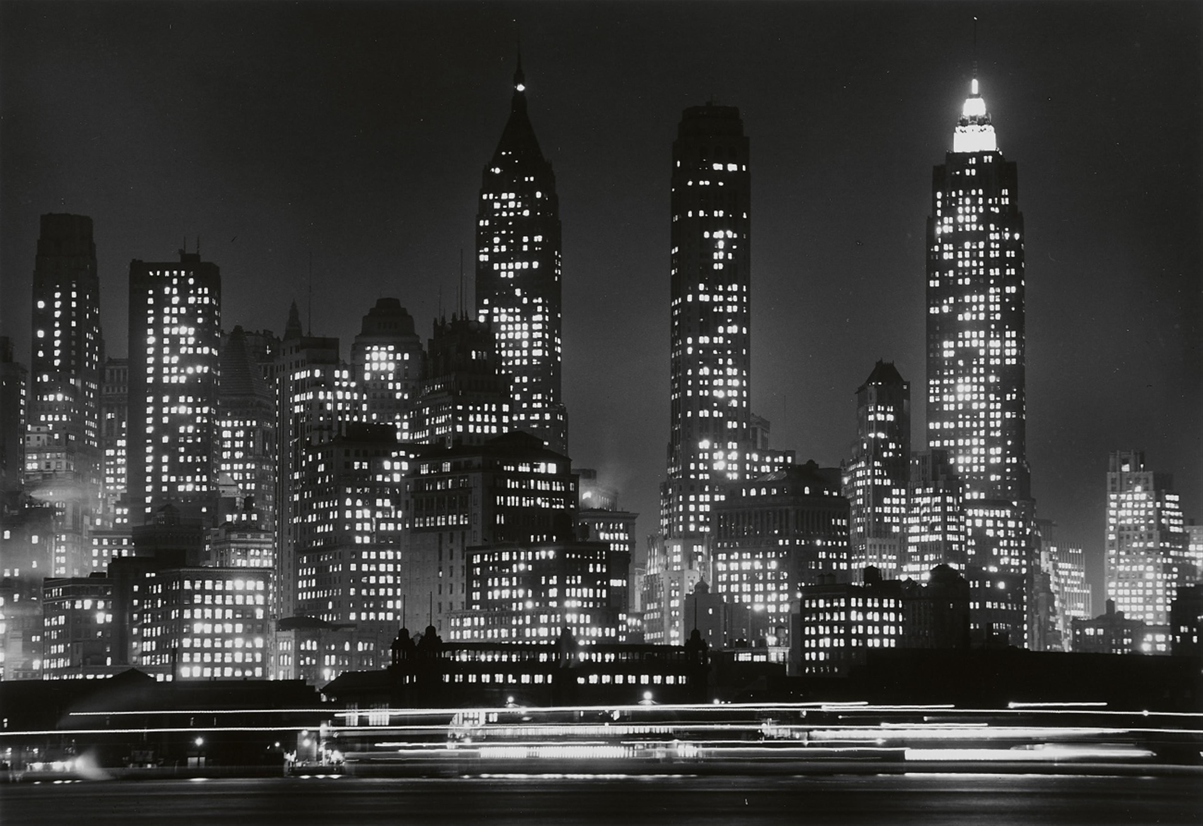 Andreas Feininger - Downtown Manhattan by Night, New York - image-1