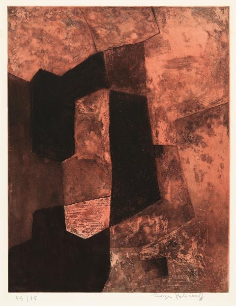 Serge Poliakoff - Composition brune et rouge
