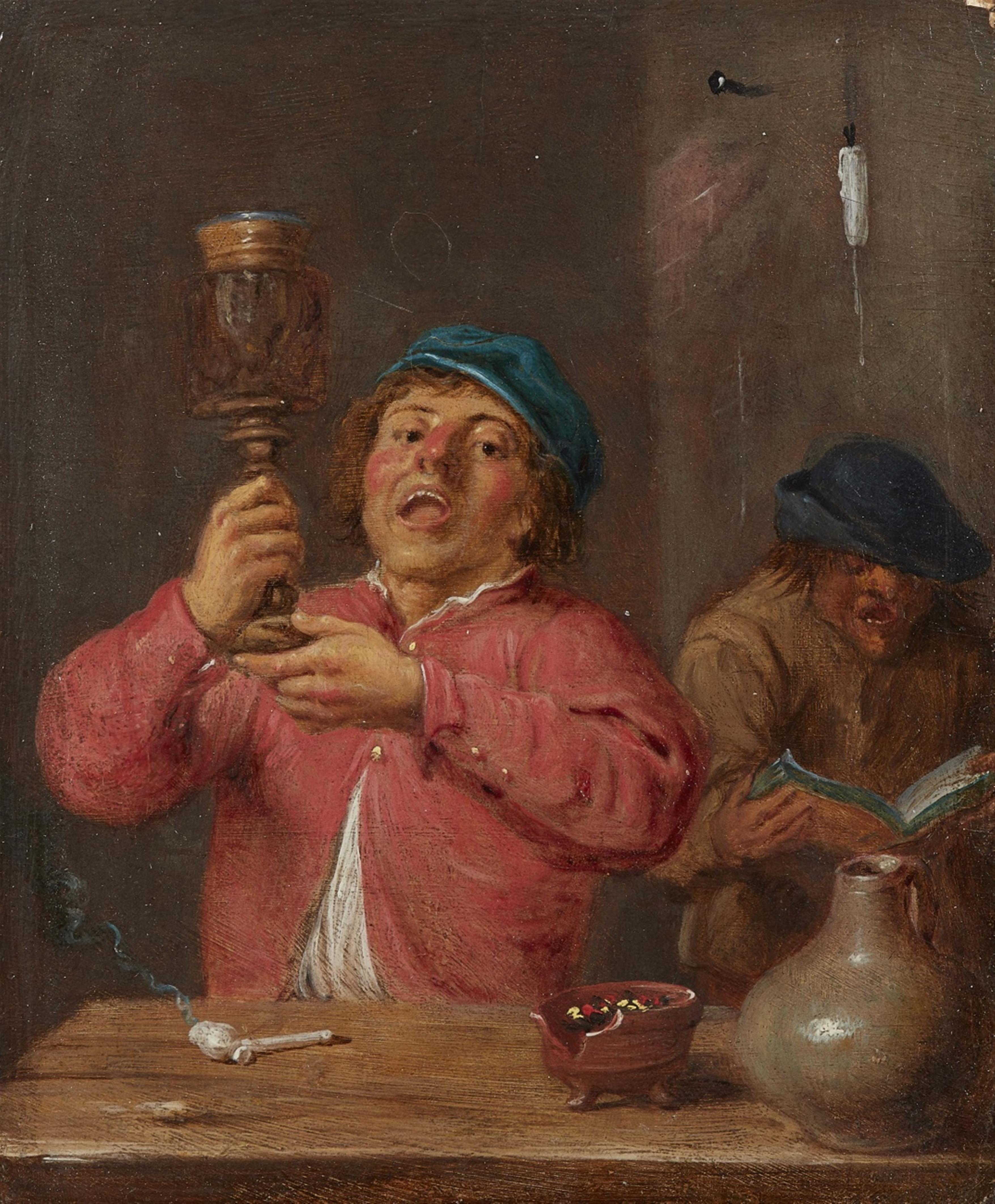 Hendrick Martensz Sorgh, attributed to - Two Men Drinking and Singing in an Interior - image-1