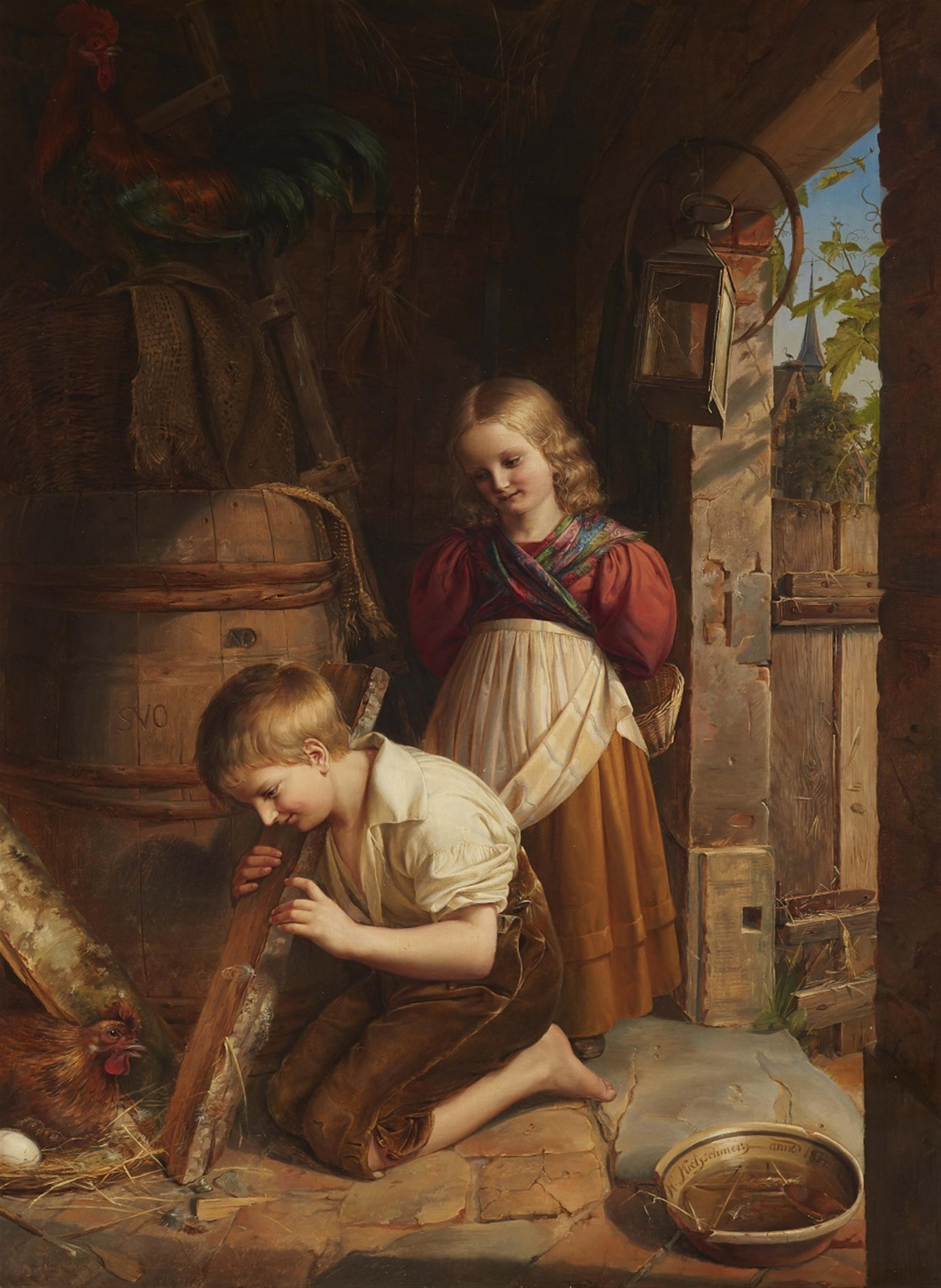 Johann Hermann Kretzschmer - Kinder belauschen das Nest einer Henne - image-1