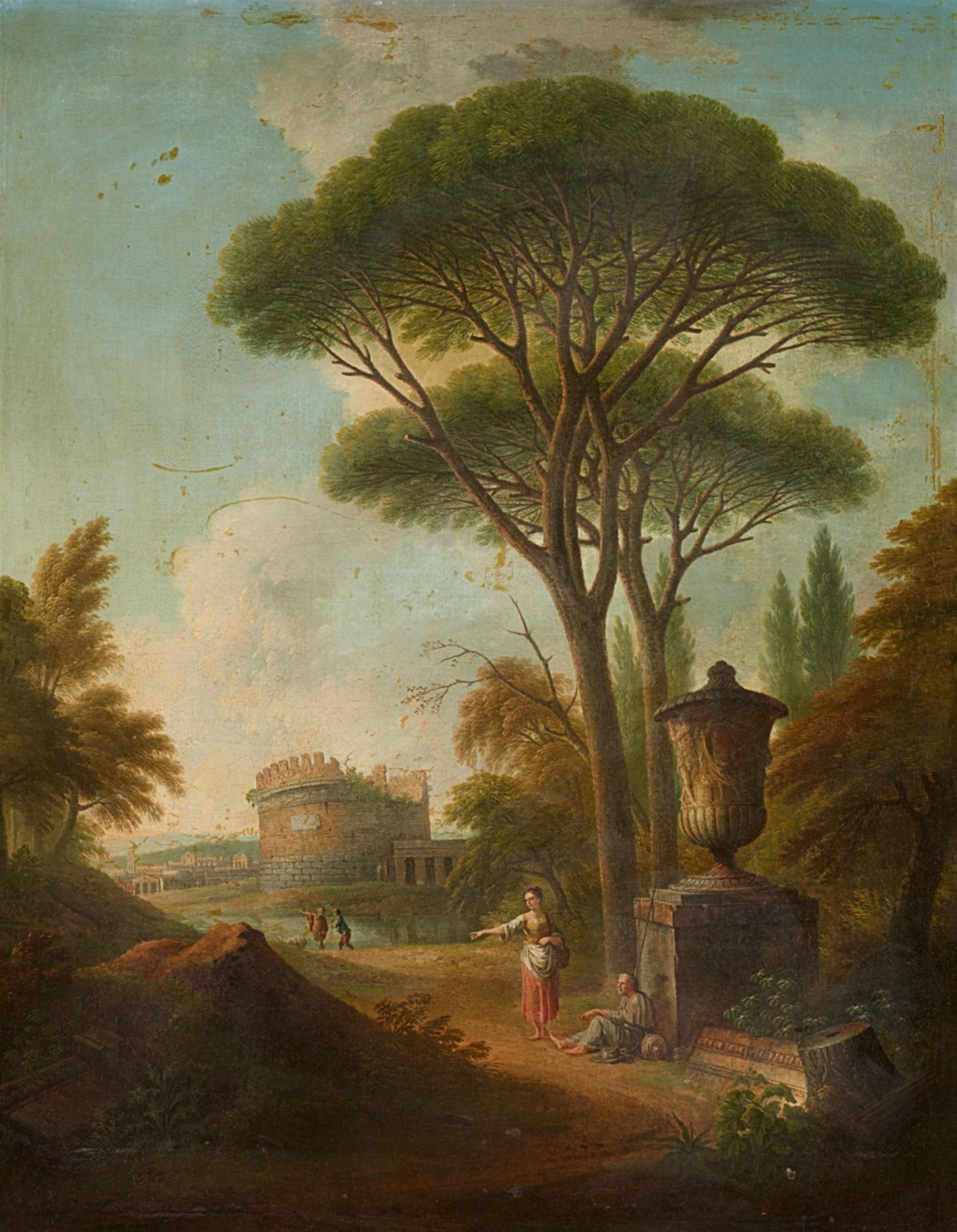 Paolo Anesi, zugeschrieben - Südliche Landschaft mit antiken Ruinen und Kiefern - image-1