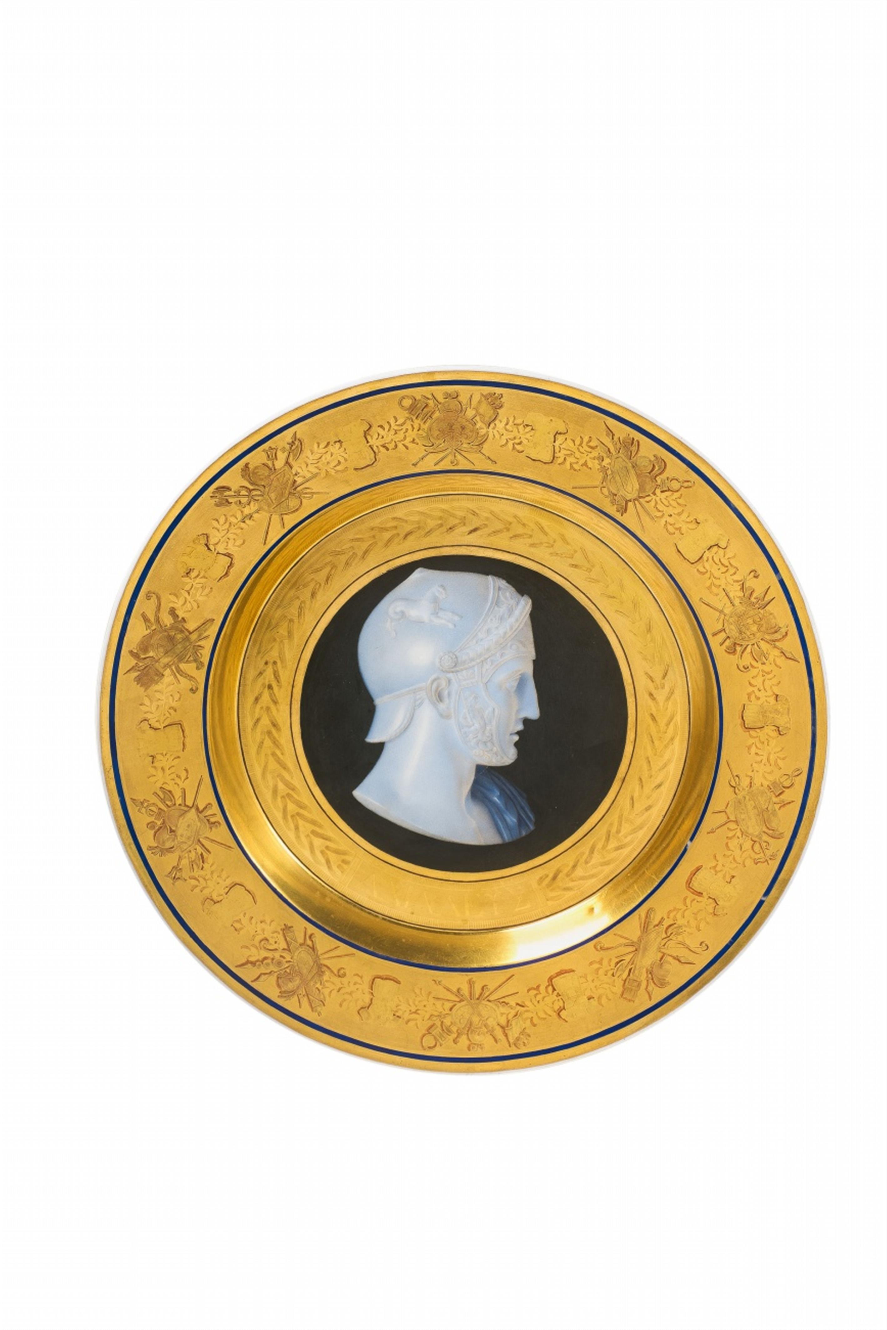 A Berlin KPM porcelain plate with a cameo portrait of Achilles - image-1
