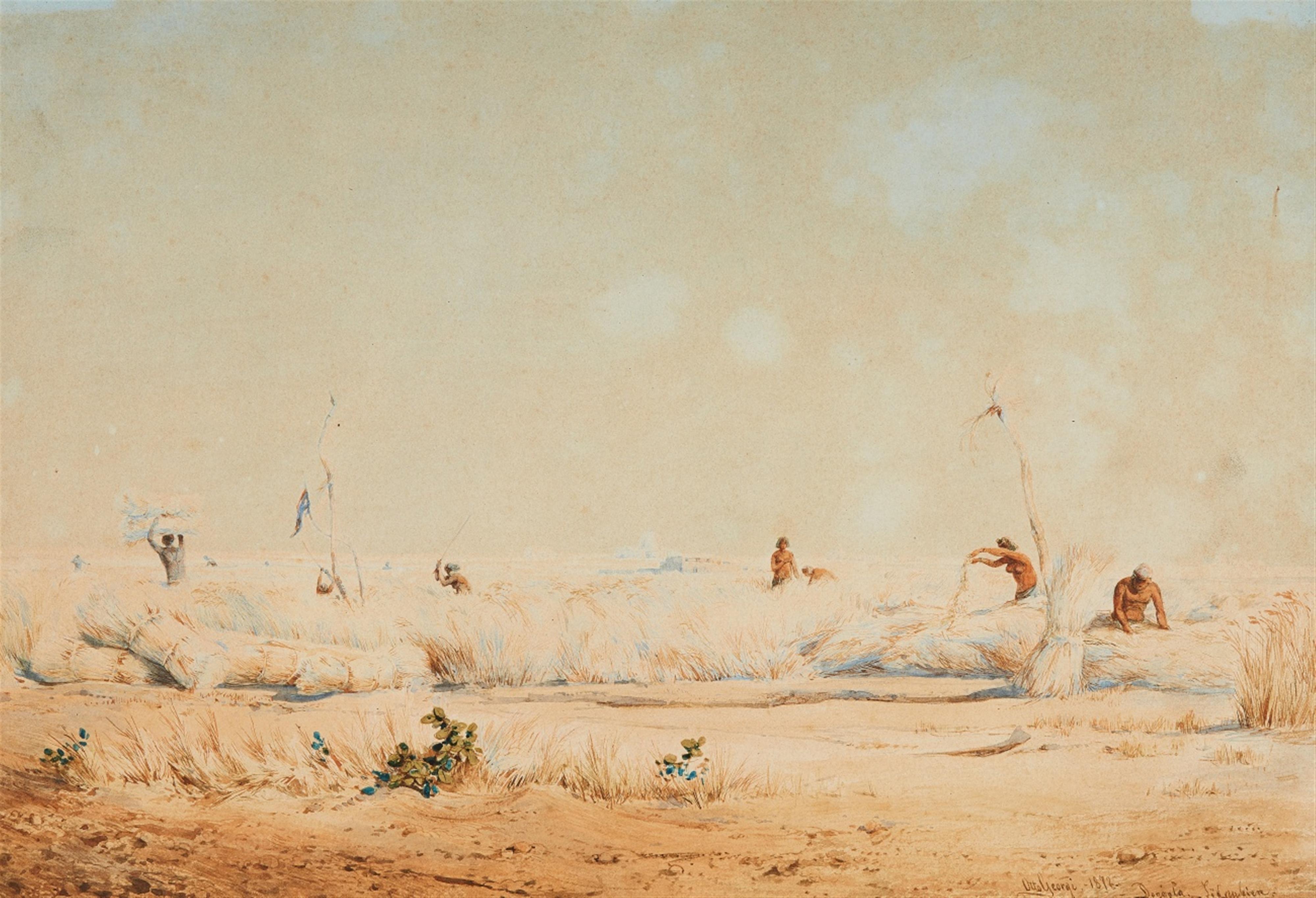 Friedrich Otto Georgi - Landschaft mit Feldarbeitern bei Dongola in Südnubien - image-1