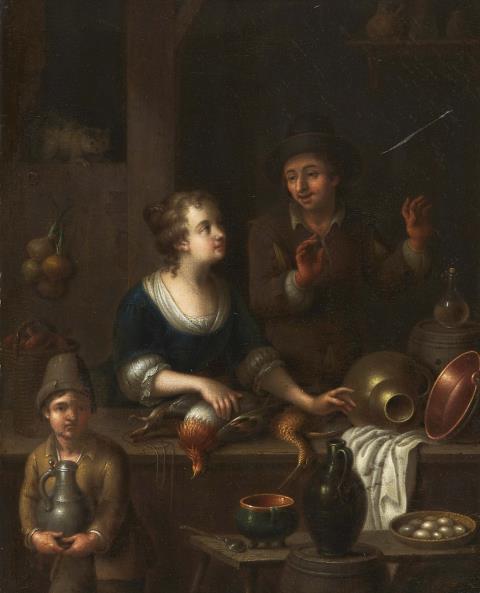 Niederländischer Meister Anfang 18. Jahrhundert - Zwei Marktszenen mit Wild- und Geflügelhändlern