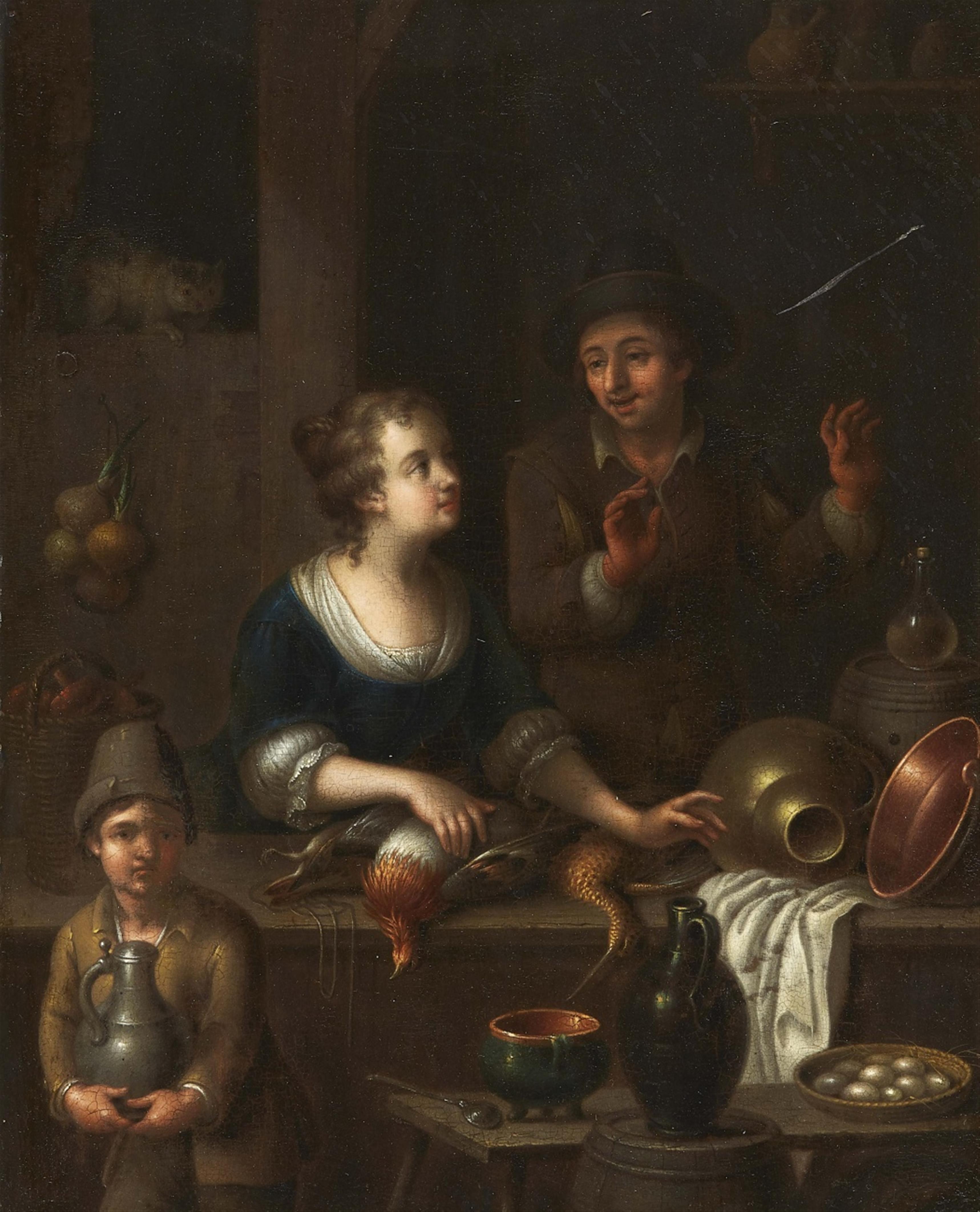 Netherlandish School early 18th century - Two Market Scenes with Game and Poultry Sellers - image-1