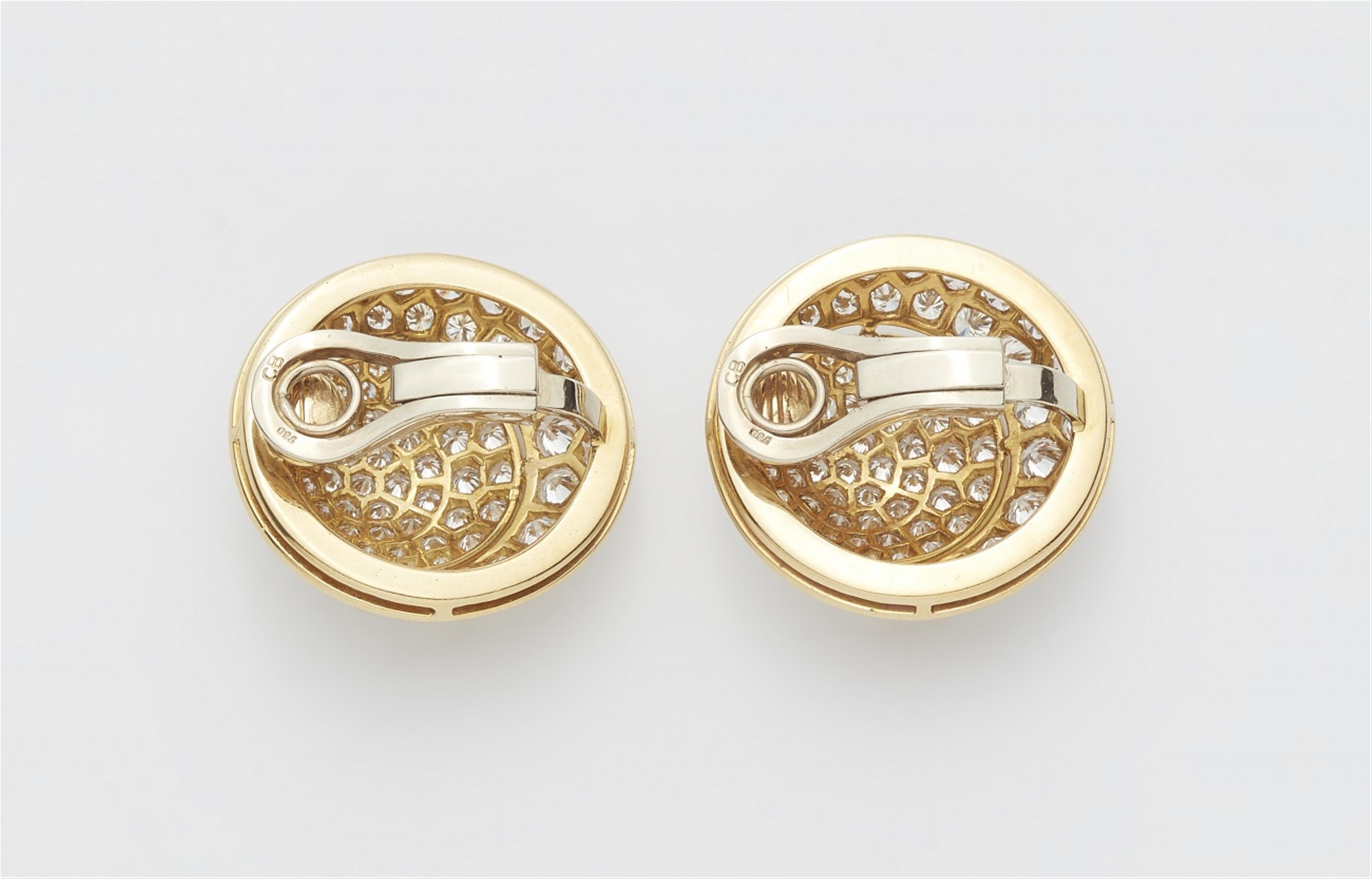 A pair of 18k gold and diamond clip earrings - image-2