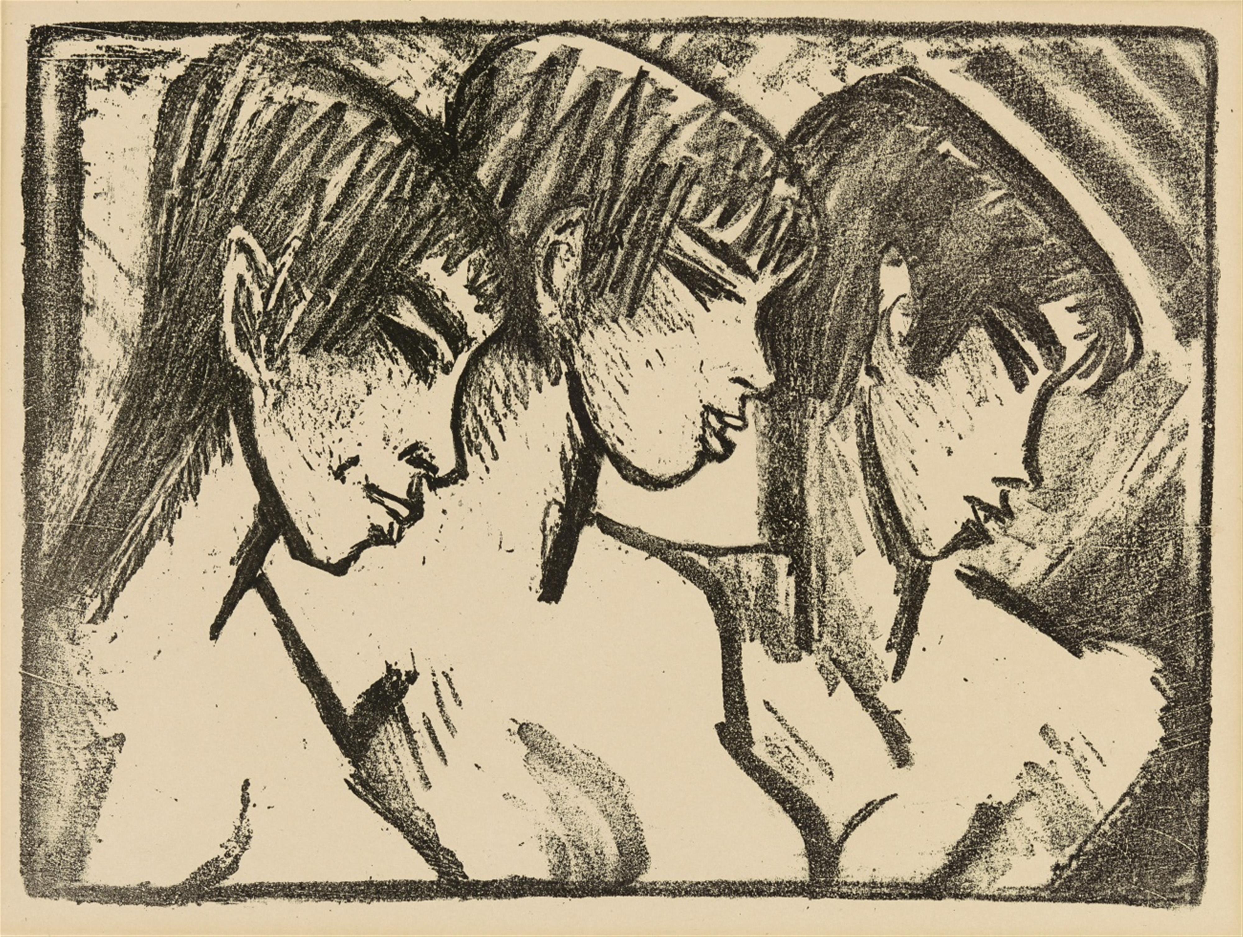Otto Mueller - Drei Mädchen im Profil (Drei Mädchenköpfe) - image-1