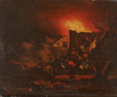 Egbert Lievensz van der Poel - A Burning House by Night