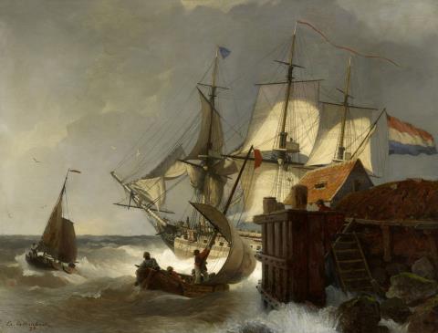 Andreas Achenbach - Segelschiffe an der Küste