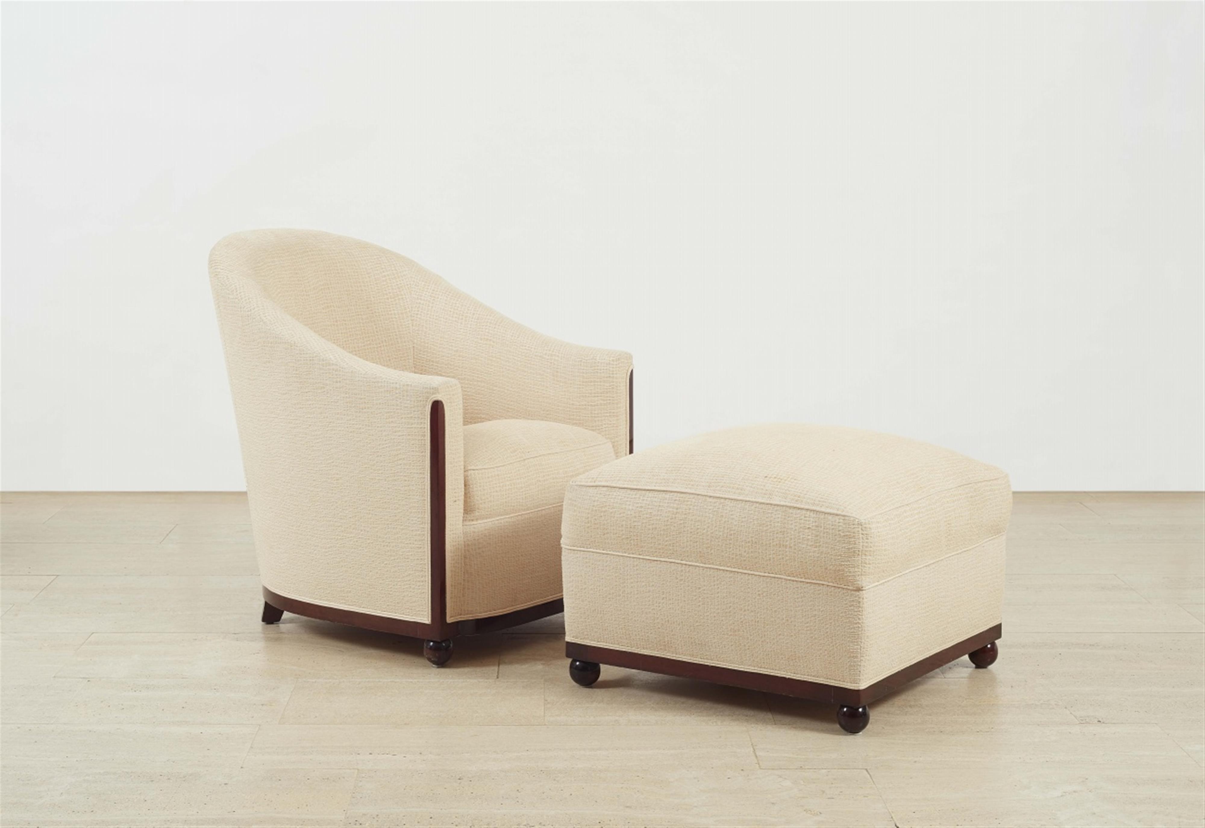 A Jules Leleu armchair and foot stool - image-1