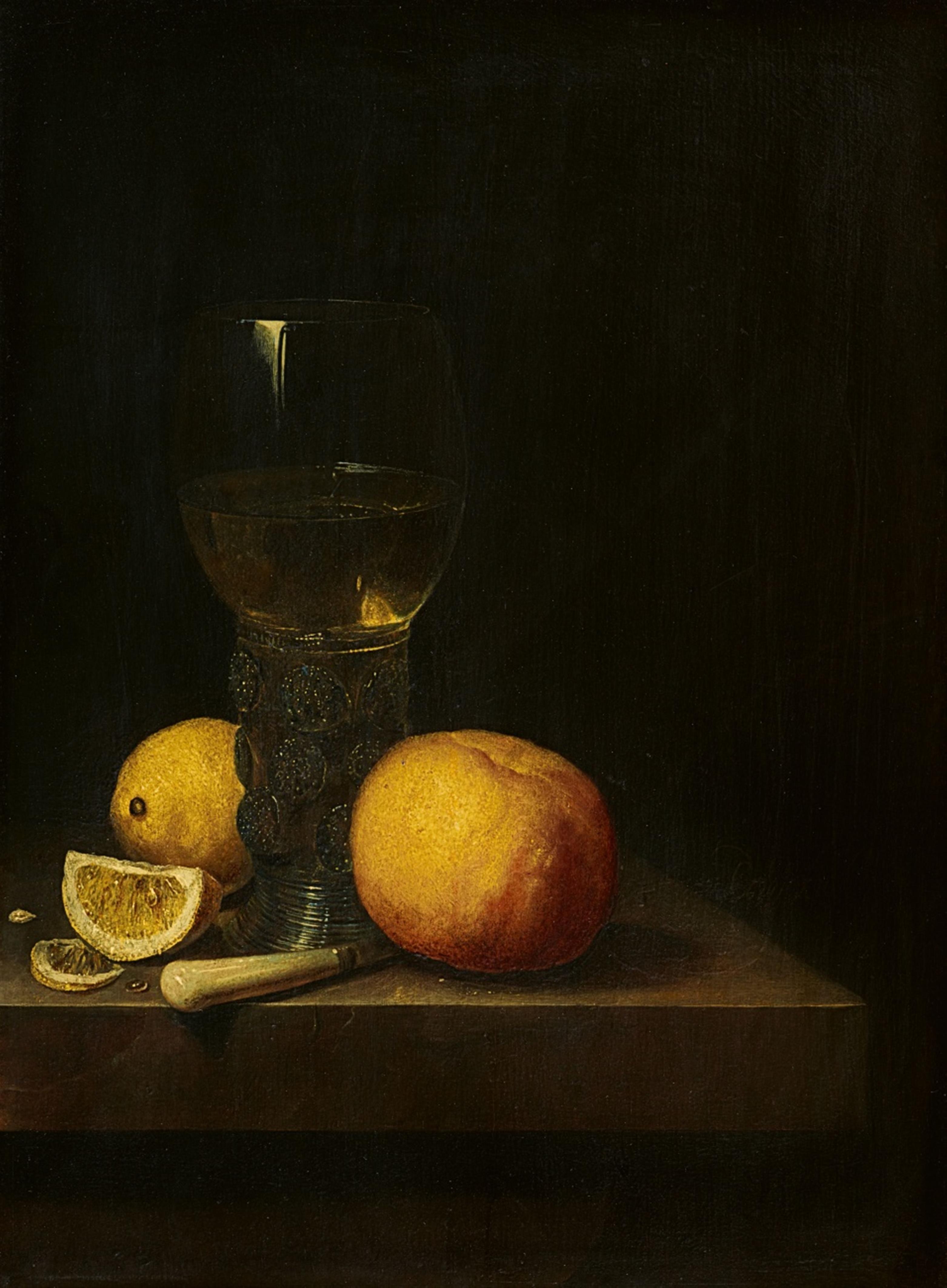 Cornelis Kick - Stillleben mit Römerglas, Orange und Zitronen