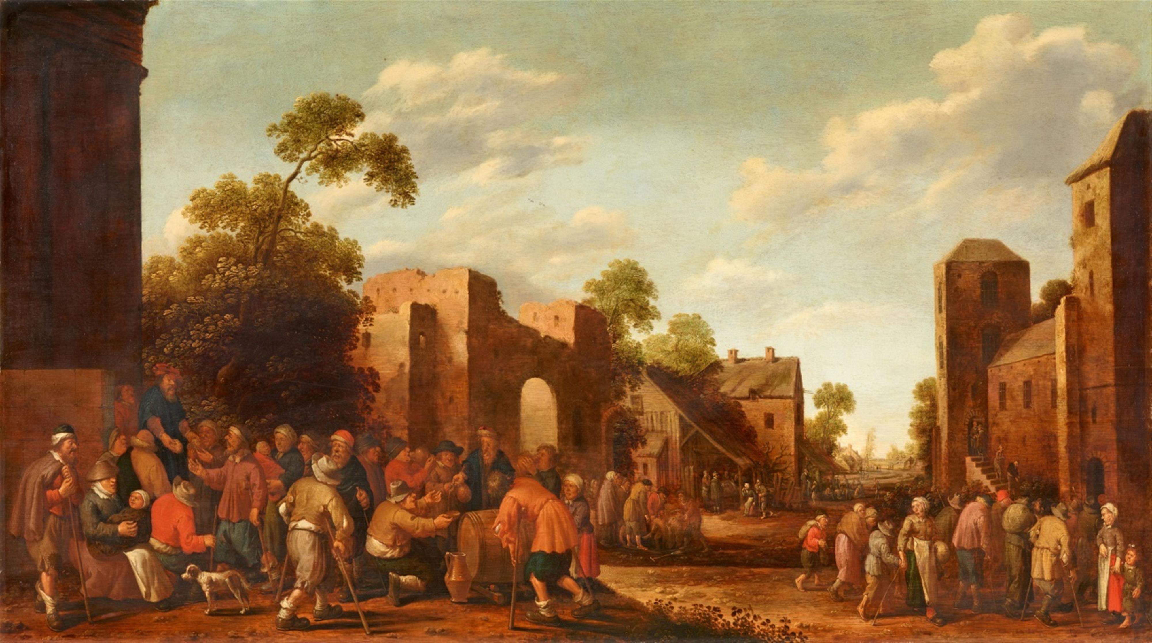 Joost Cornelisz. Droochsloot - Village Scene with the Seven Acts of Mercy - image-1