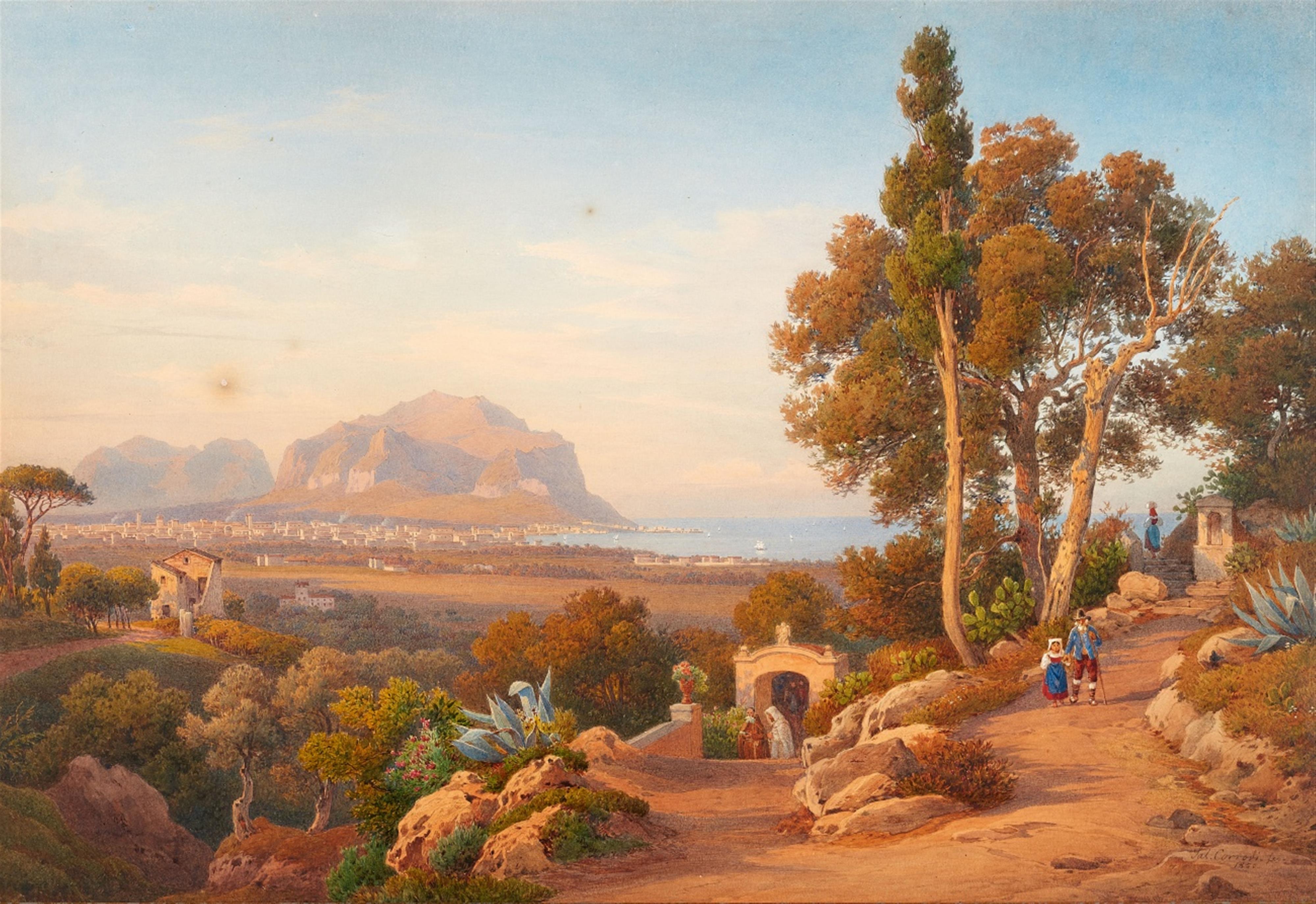 Salomon Corrodi - Blick auf den Monte Pellegrino bei Palermo - image-1