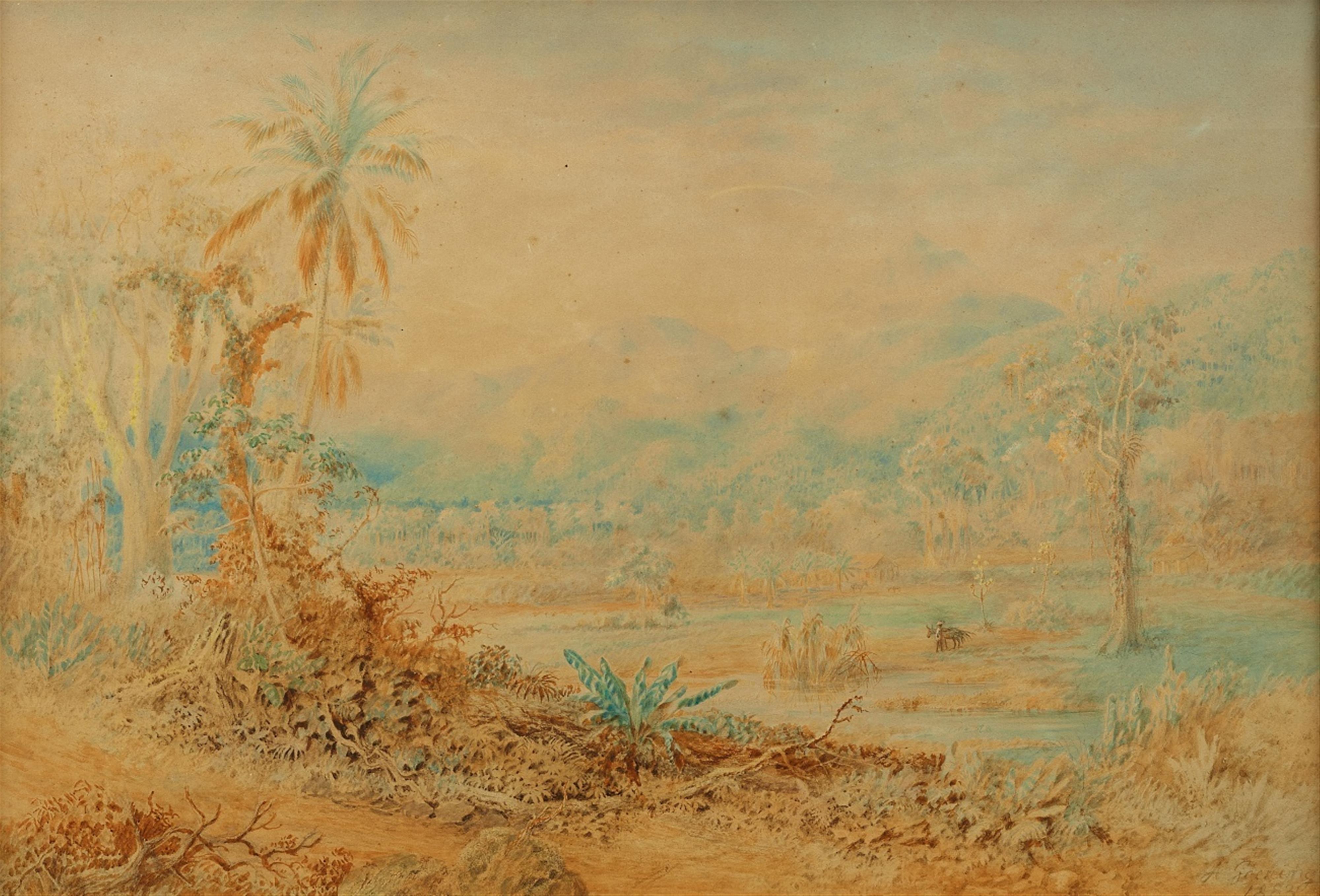 Christian Anton Goering - Tropical Landscape with an Hacienda in Venezuela - image-1