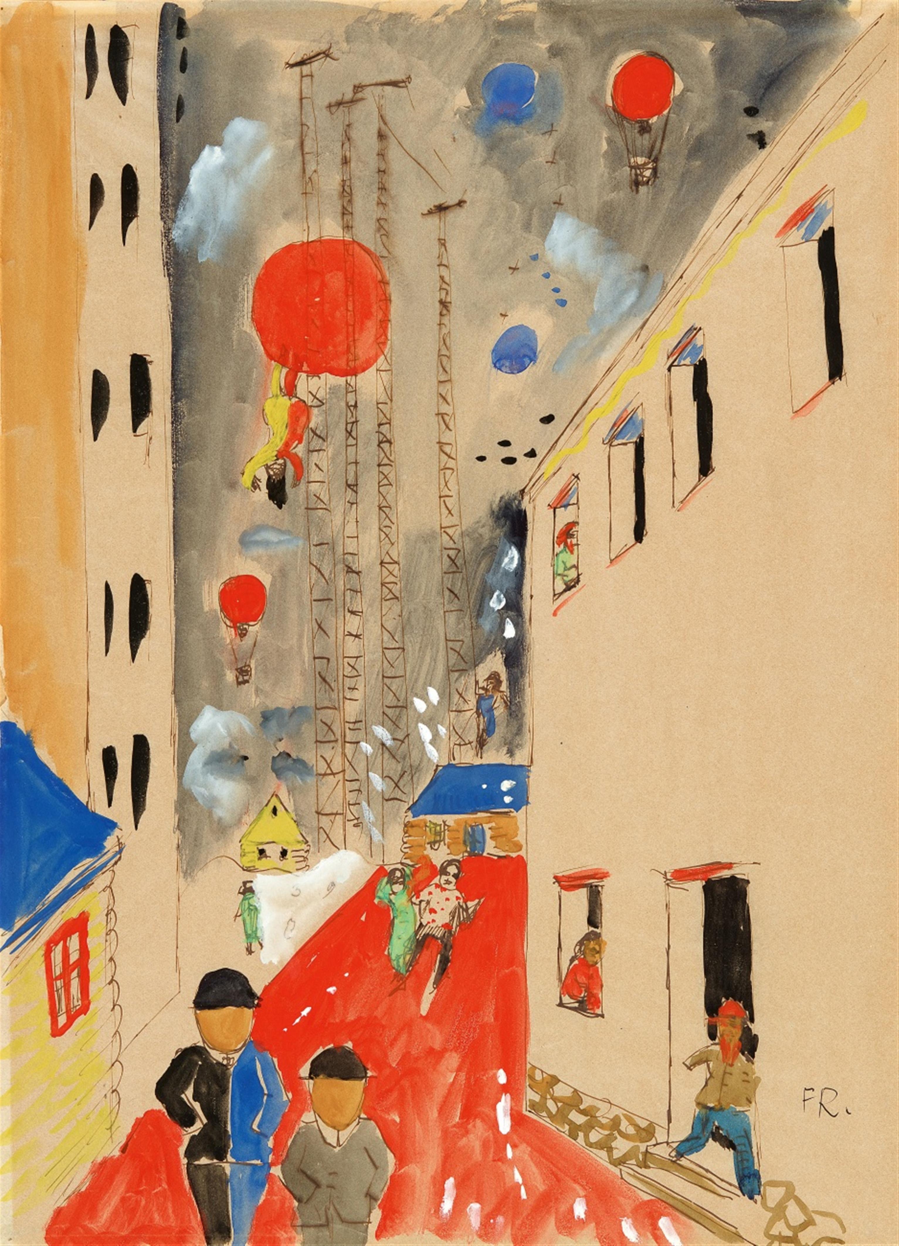 Franz Radziwill - Straßenszene mit roten Ballons - image-1
