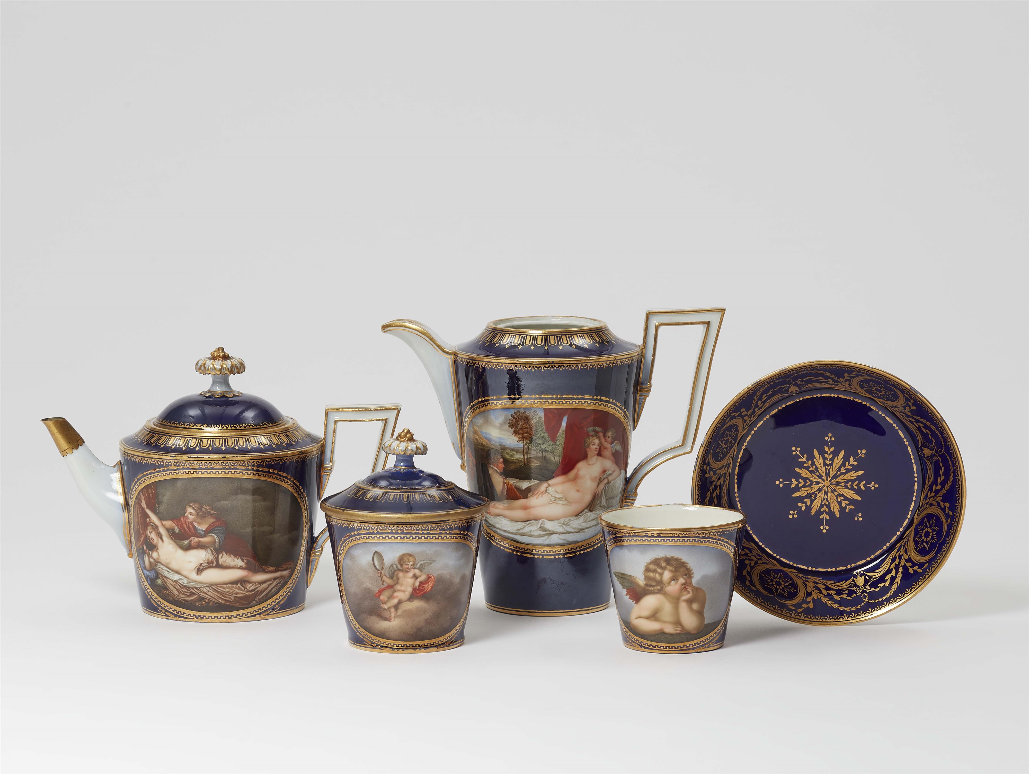 Five items from a Meissen porcelain service with copies of paintings - image-1