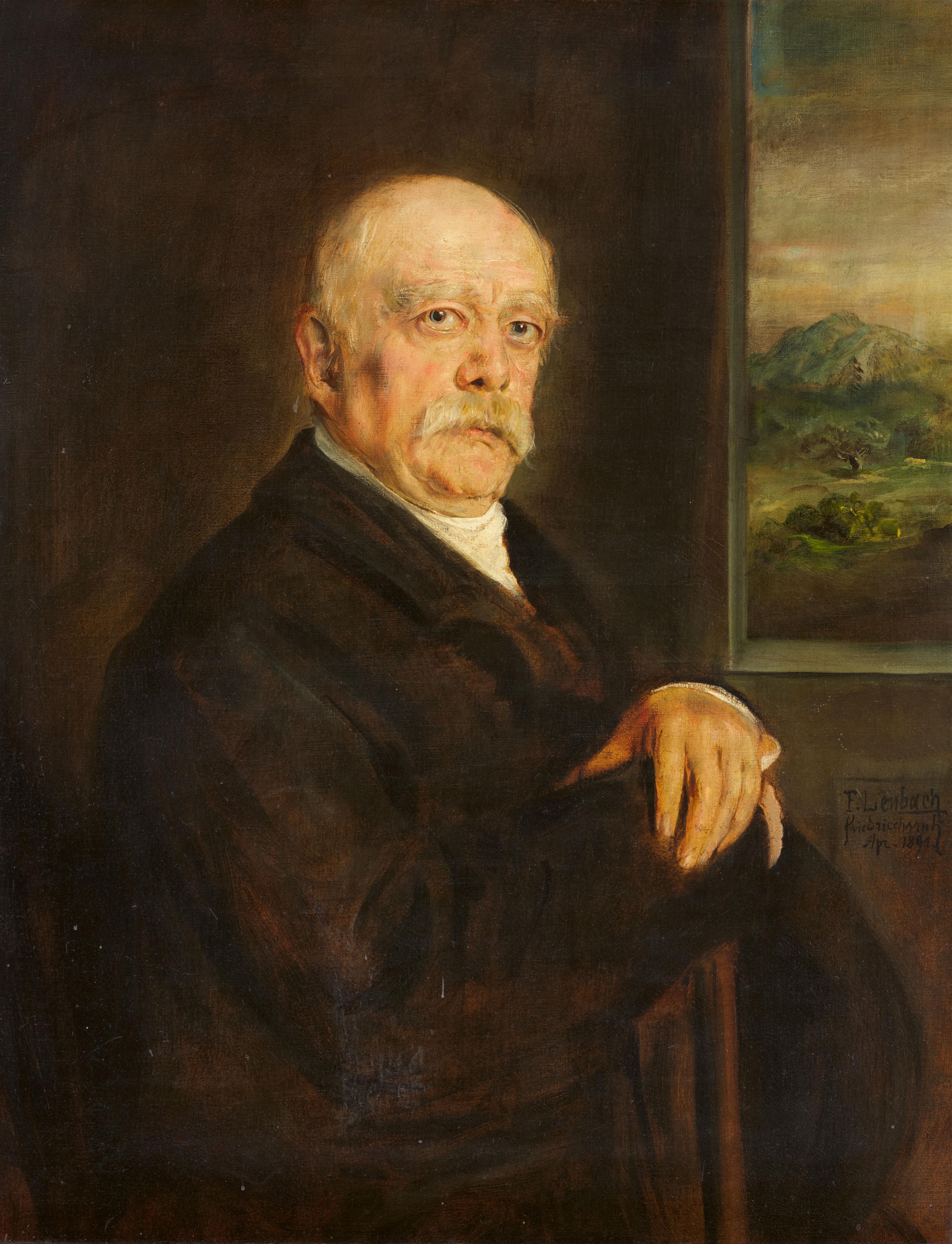 Franz Seraph von Lenbach - Half-Length Portrait of Otto von Bismarck in a Landscape - image-1
