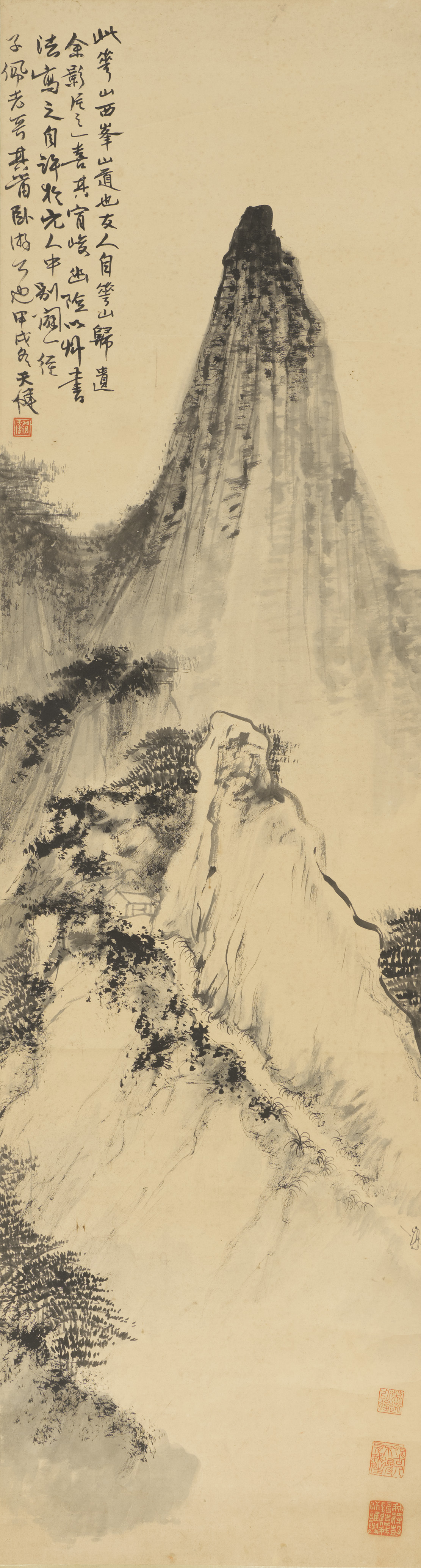 He Tianjian, in der Art - Berglandschaft, Westgipfel von Huashan.