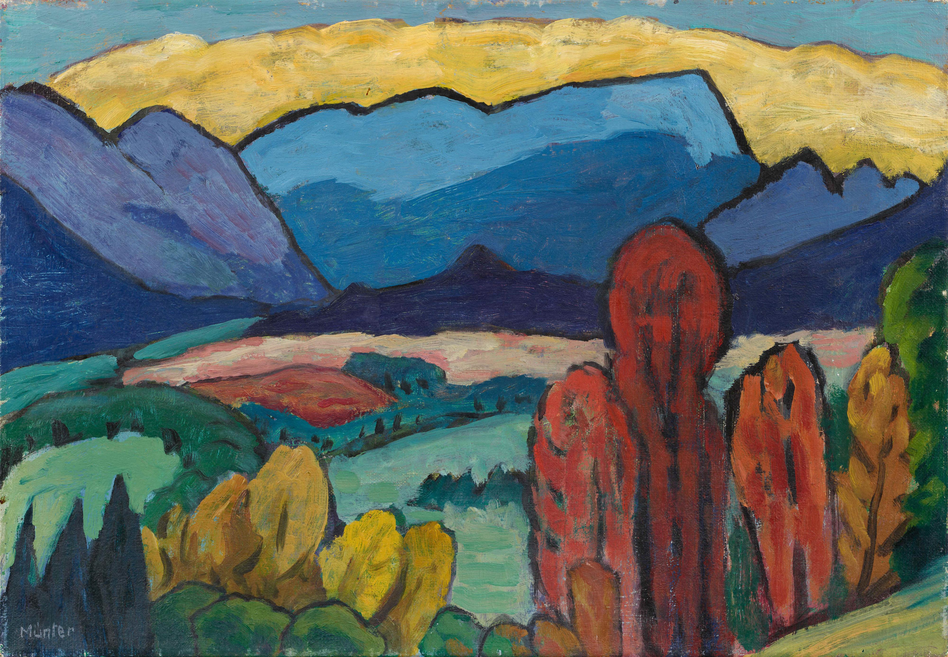 Gabriele Münter - Blick aufs Gebirge mit gelber Wolke - image-1