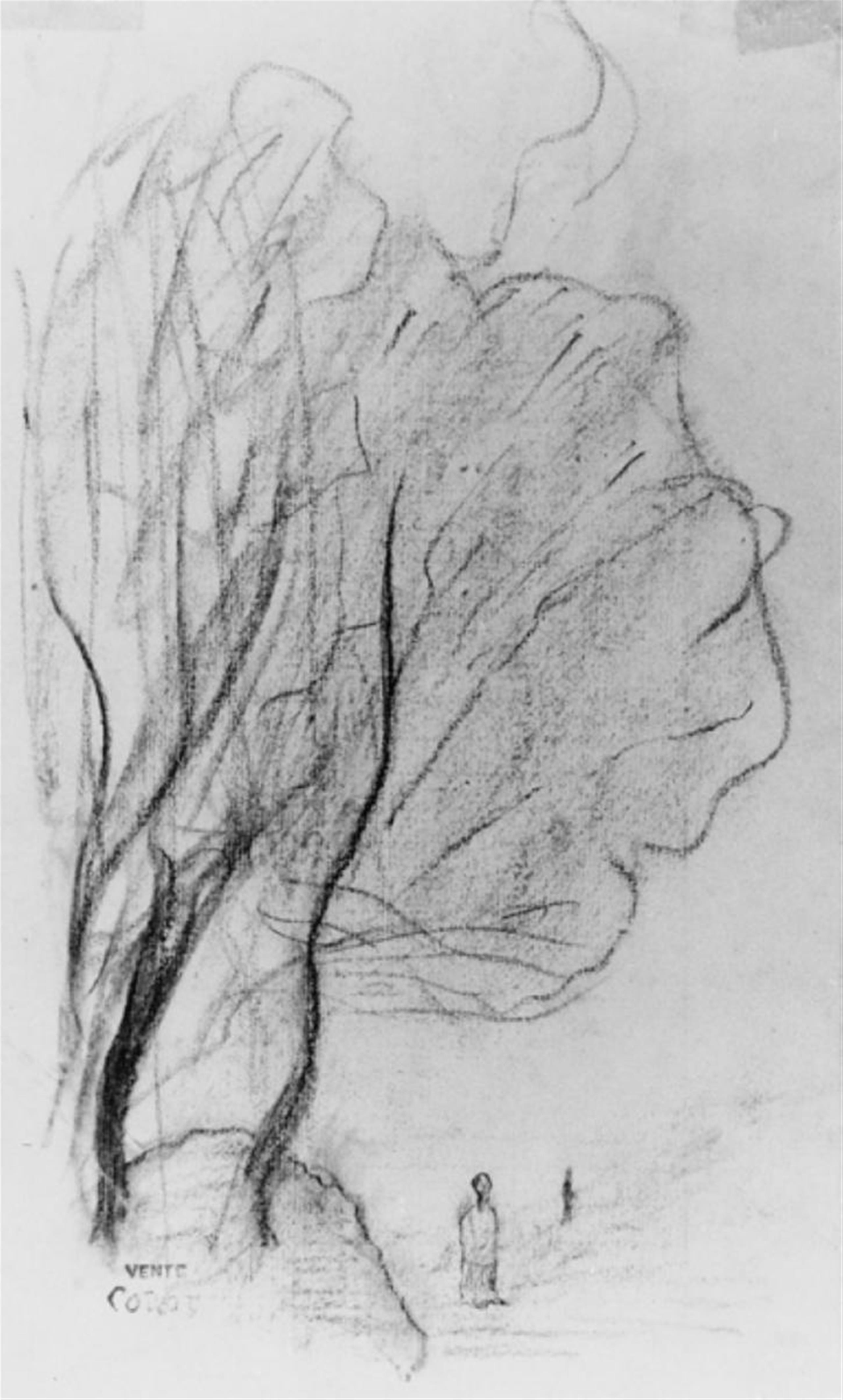 Camille Corot - BAUMGRUPPE (verso: Baumstudie. Kohle) - image-1