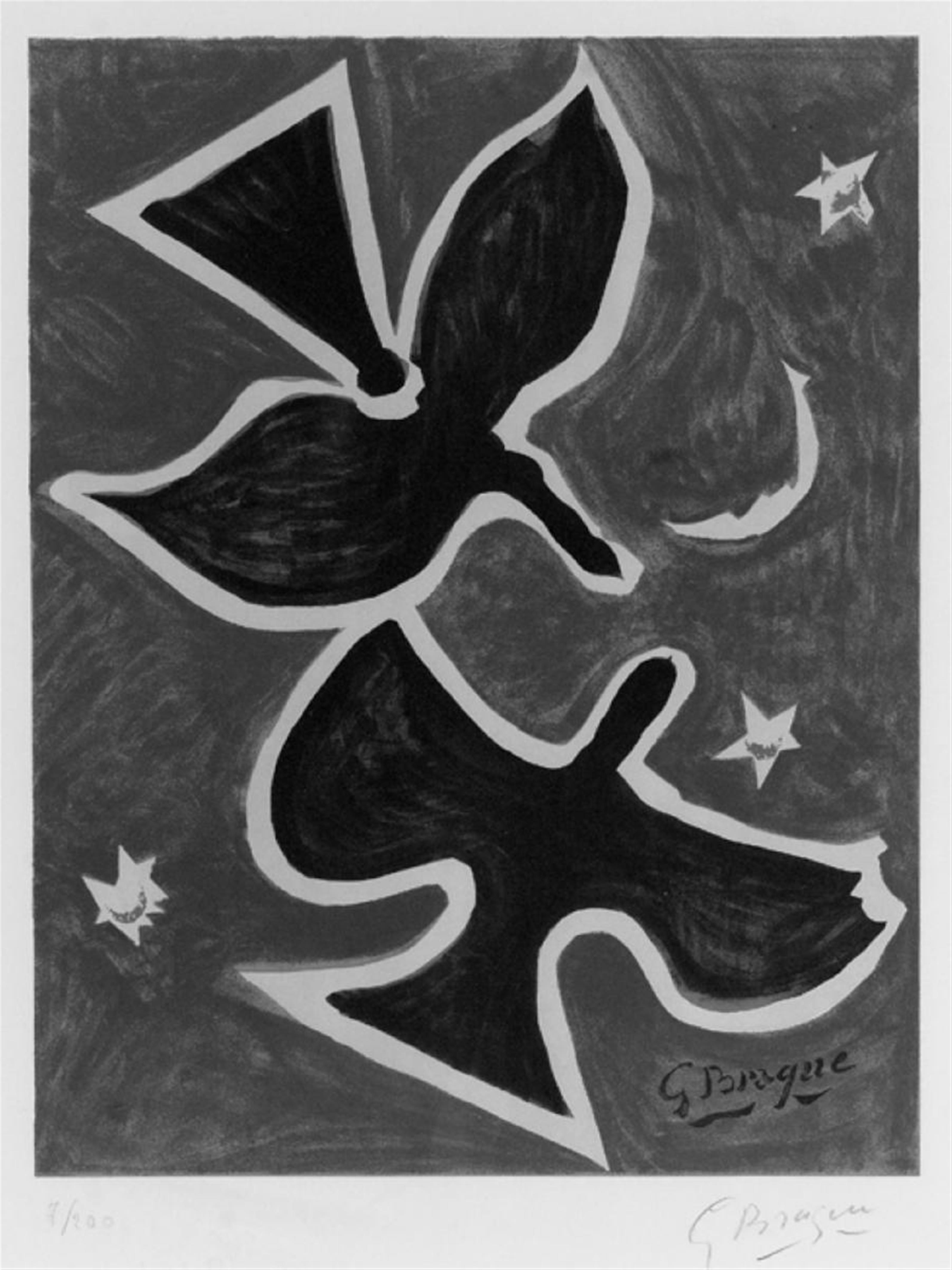 Nach Georges Braque - Deux Oiseaux sur fond bleu - image-1