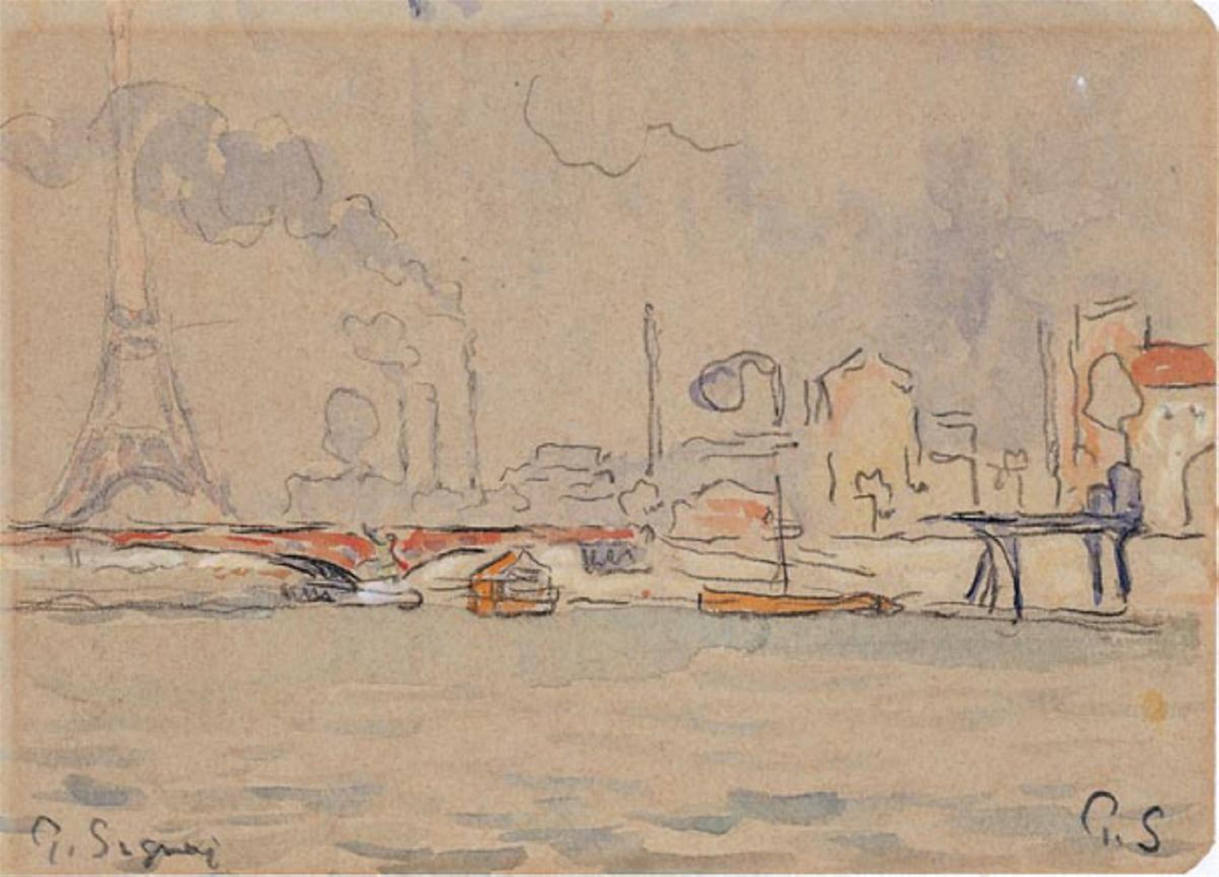 Paul Signac - Paris, pont sur la Seine avec la Tour Eiffel - image-1