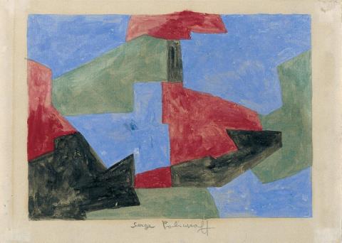 Serge Poliakoff - Composition rouge, noir, verte et bleue